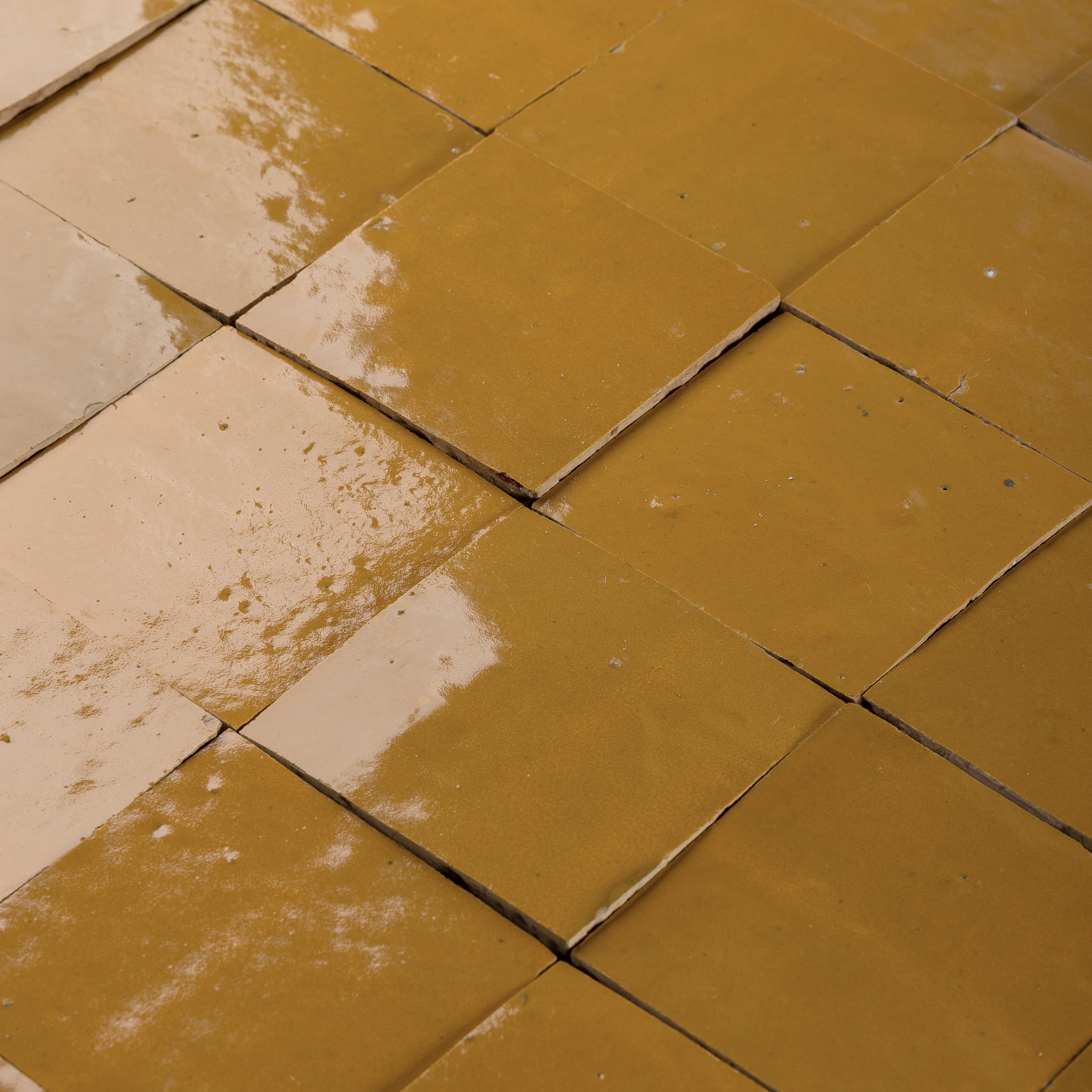 Handmade Moroccan Zellige 4x4 Dijon Yellow Terracotta Tile