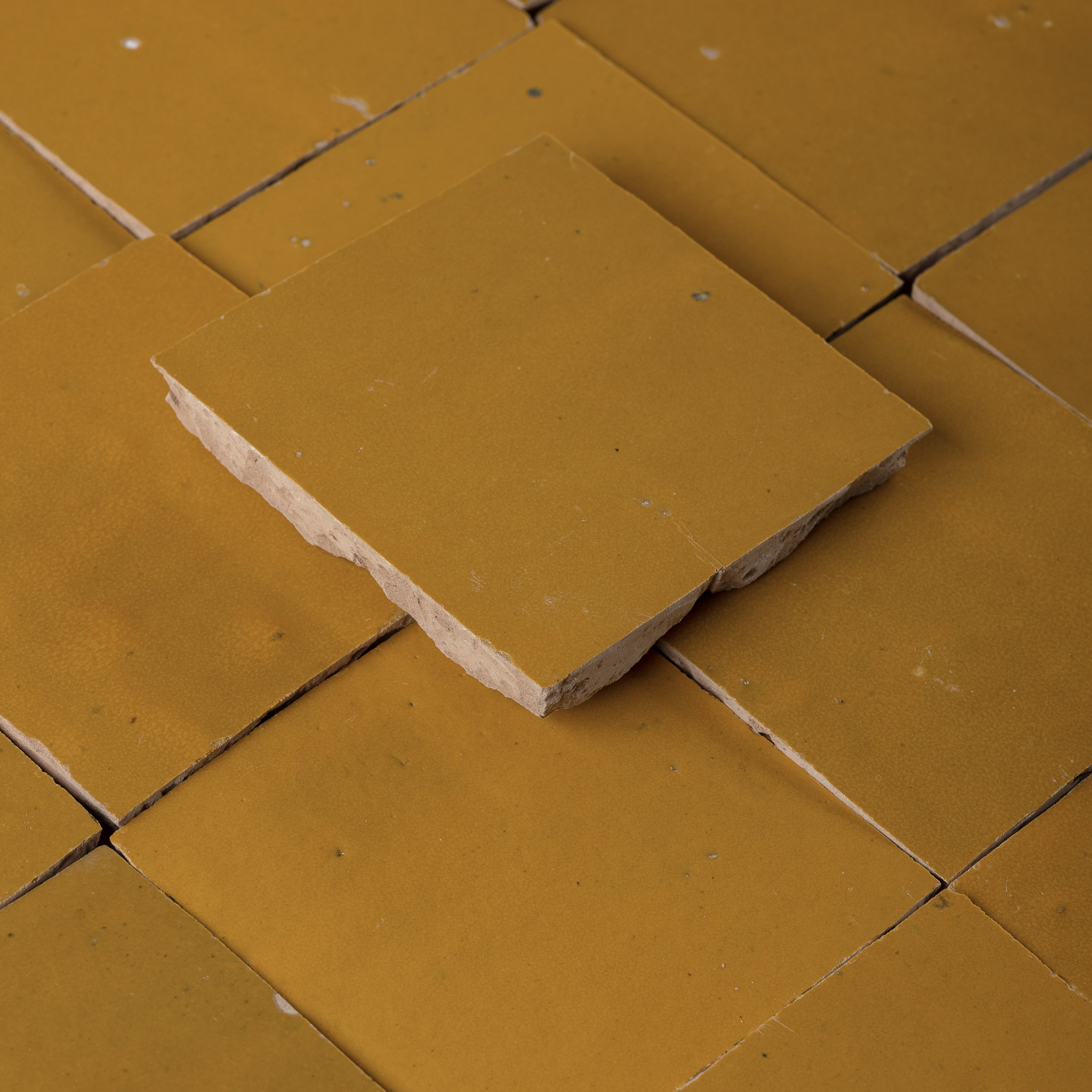 Handmade Moroccan Zellige 4x4 Dijon Yellow Terracotta Tile