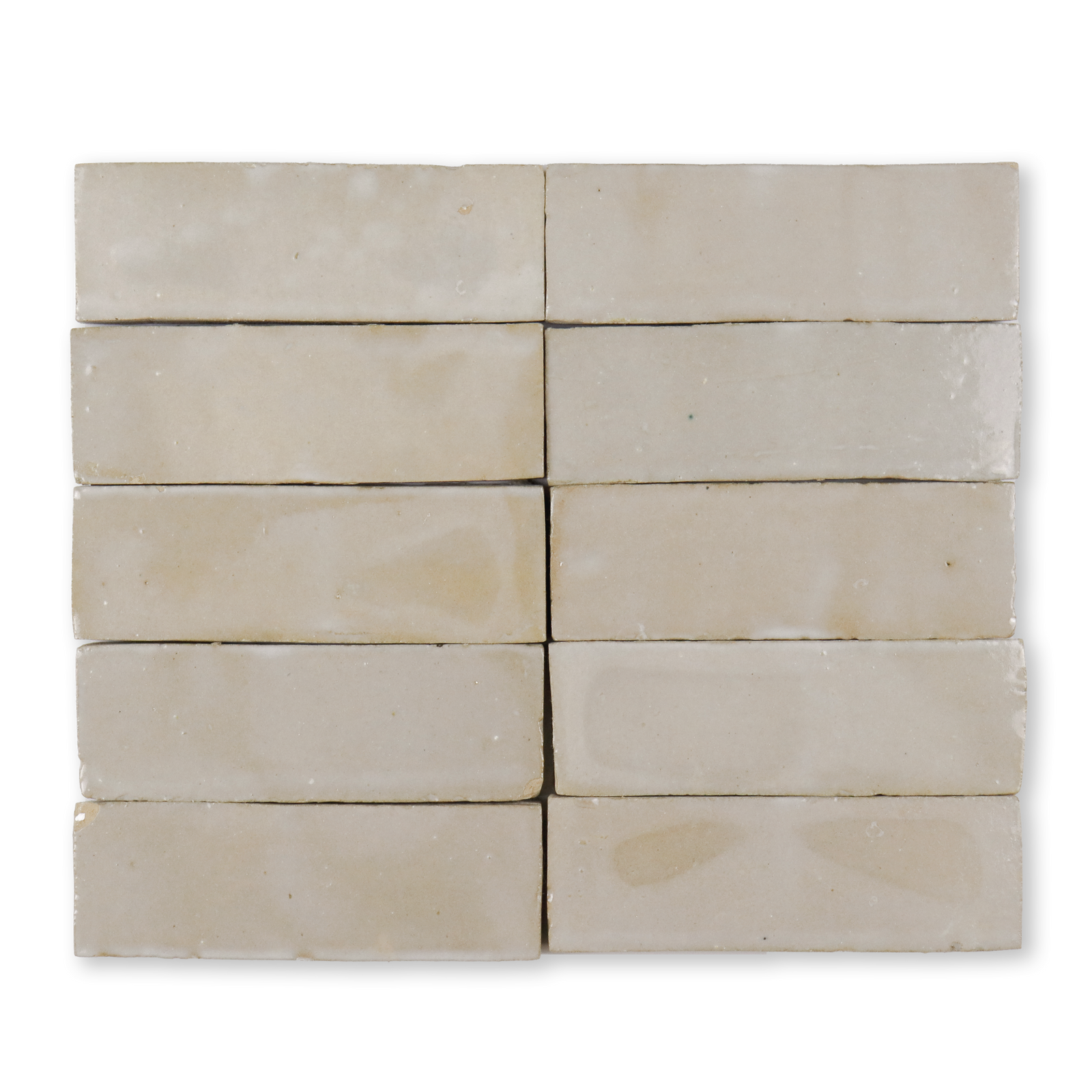 Handmade Moroccan Zellige 2x6 Ecru White Terracotta Tile