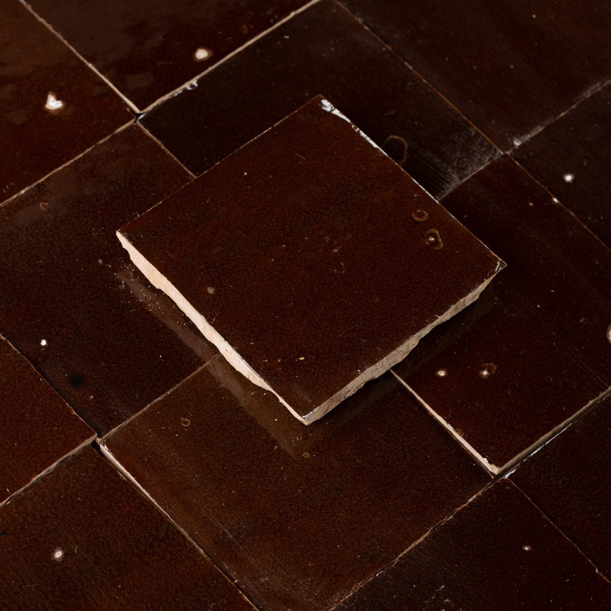 Handmade Moroccan Zellige 4x4 Chocolate Brown Terracotta Tile