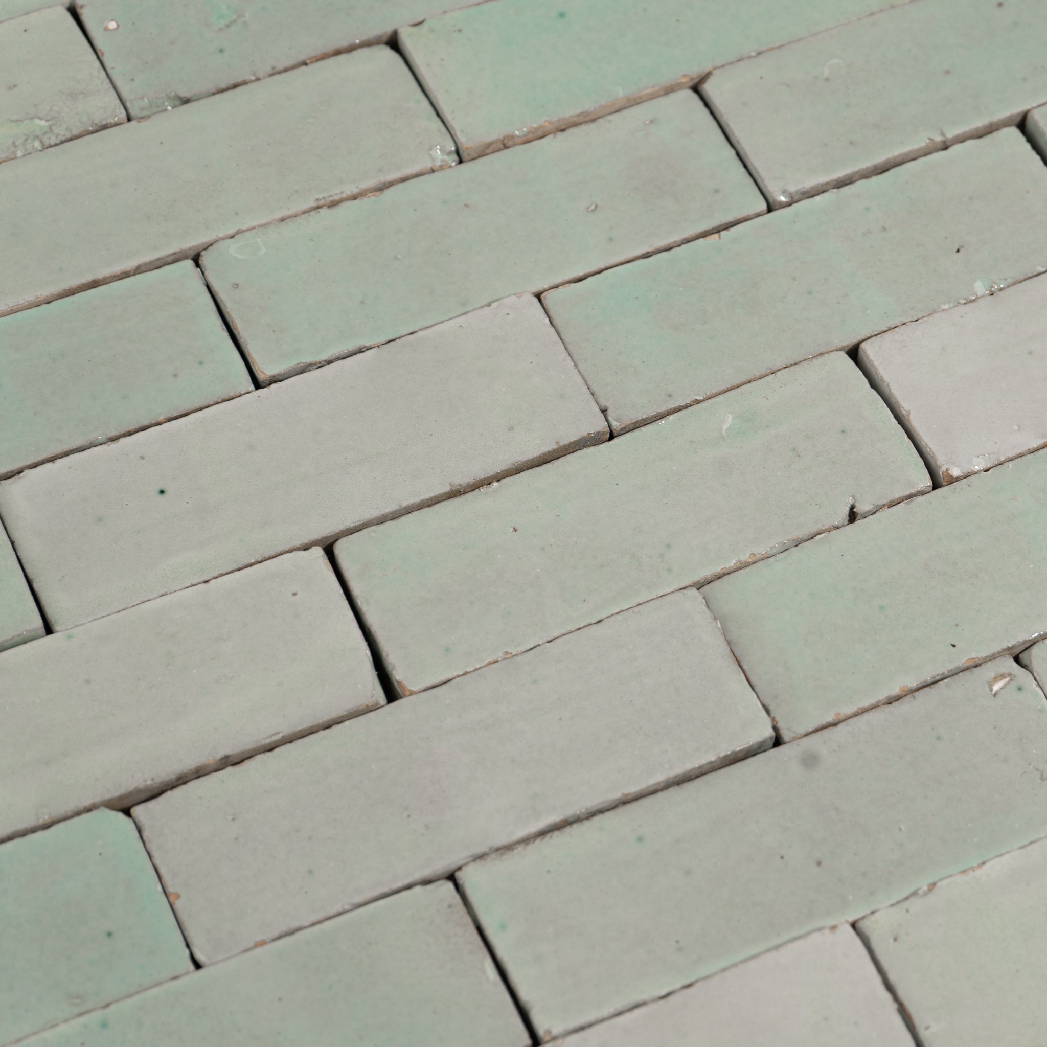 Handmade Moroccan Zellige 2x6 Fern Green Bejmat Terracotta Tile