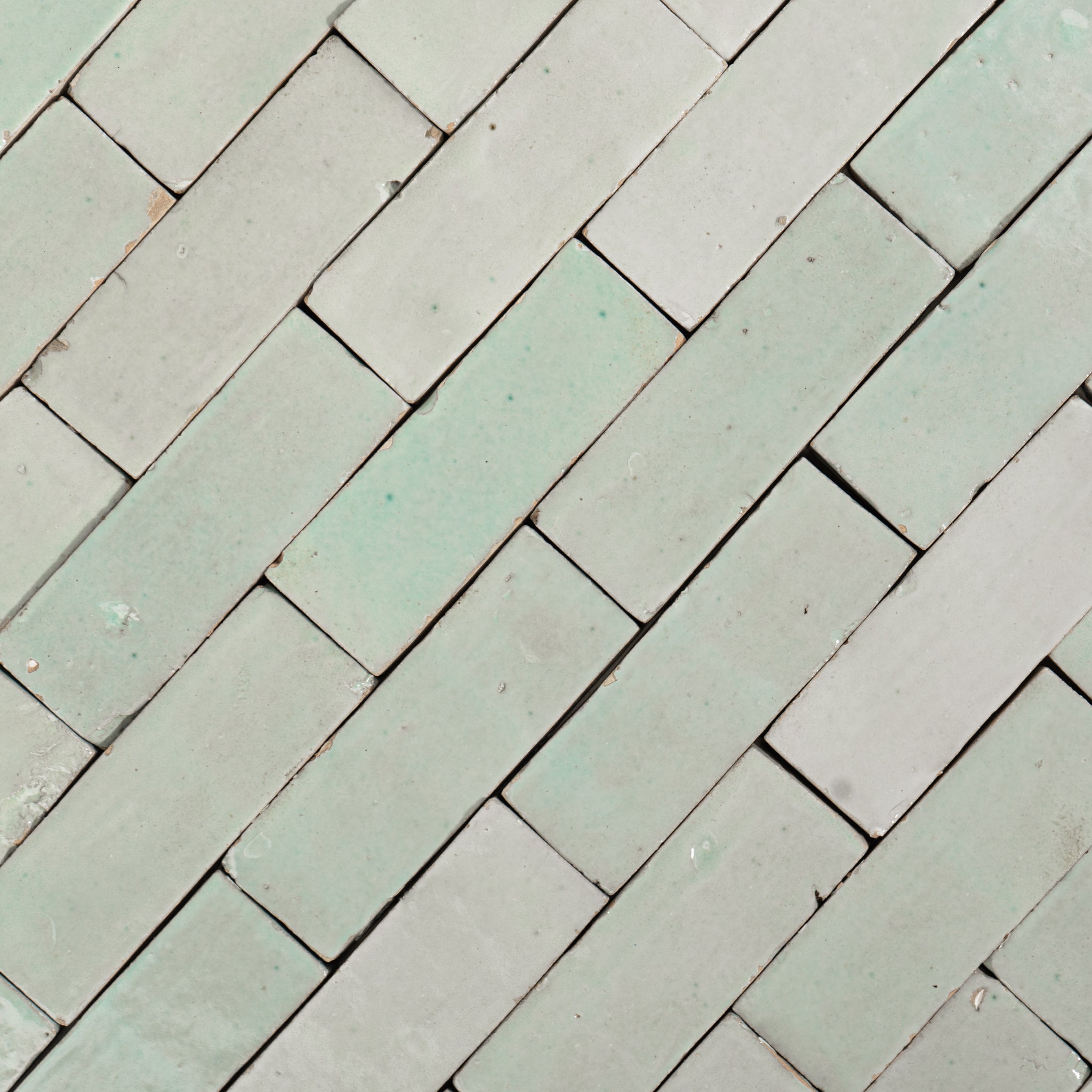 Handmade Moroccan Zellige 2x6 Fern Green Bejmat Terracotta Tile