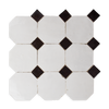 Moroccan Zellige Snow White Mosaic with Glossy Black dots