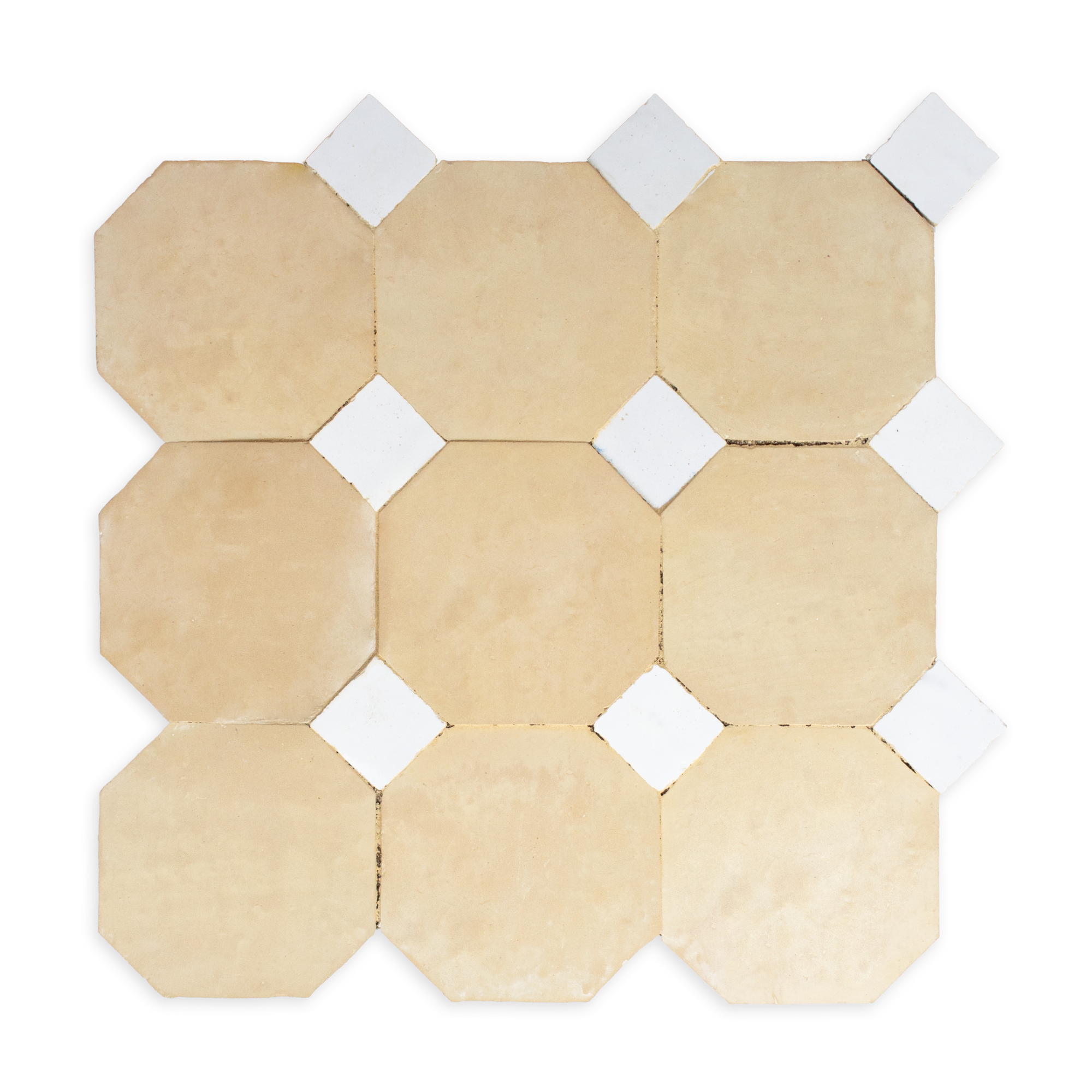 Moroccan Zellige Unglazed Mosaic with Snow White dots