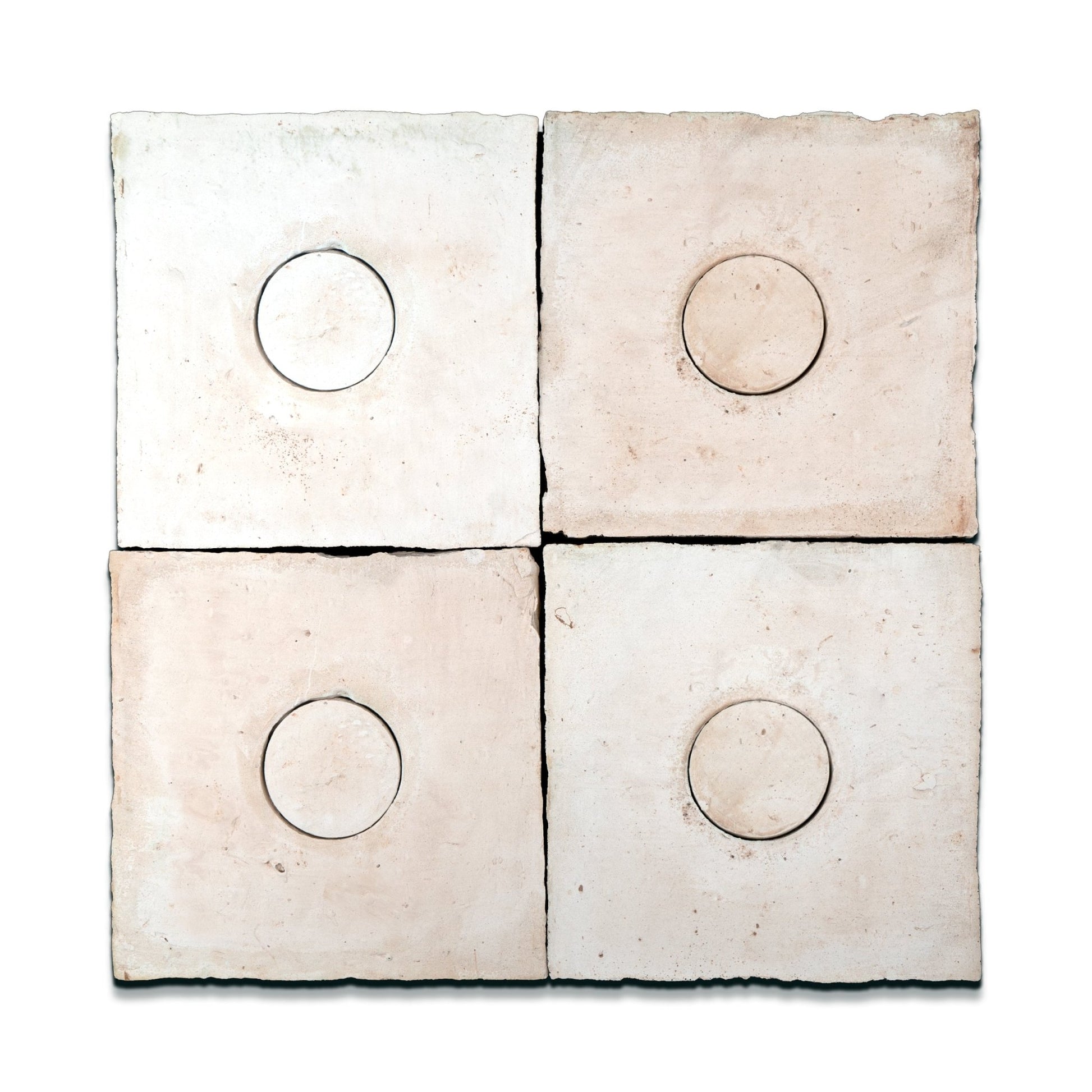 8x8 Square and Circle White Terracotta Tile - Cemento Collection