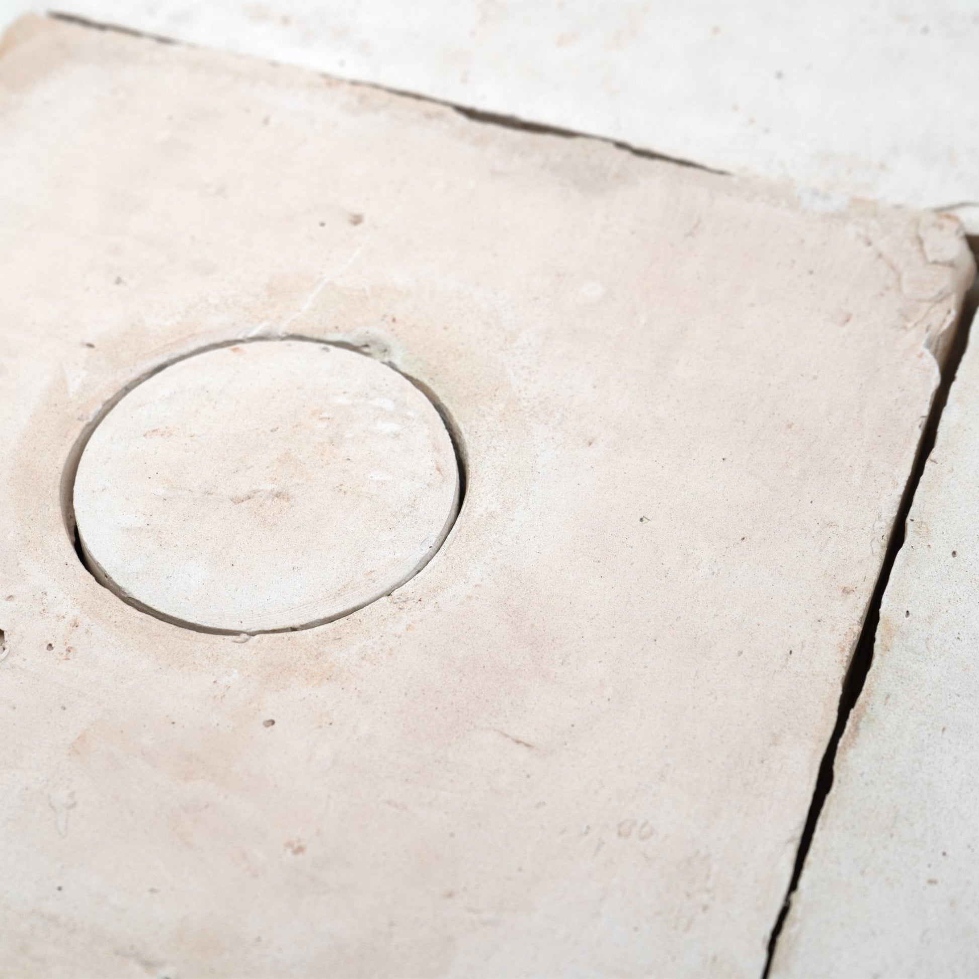 8x8 Square and Circle White Terracotta Tile - Cemento Collection