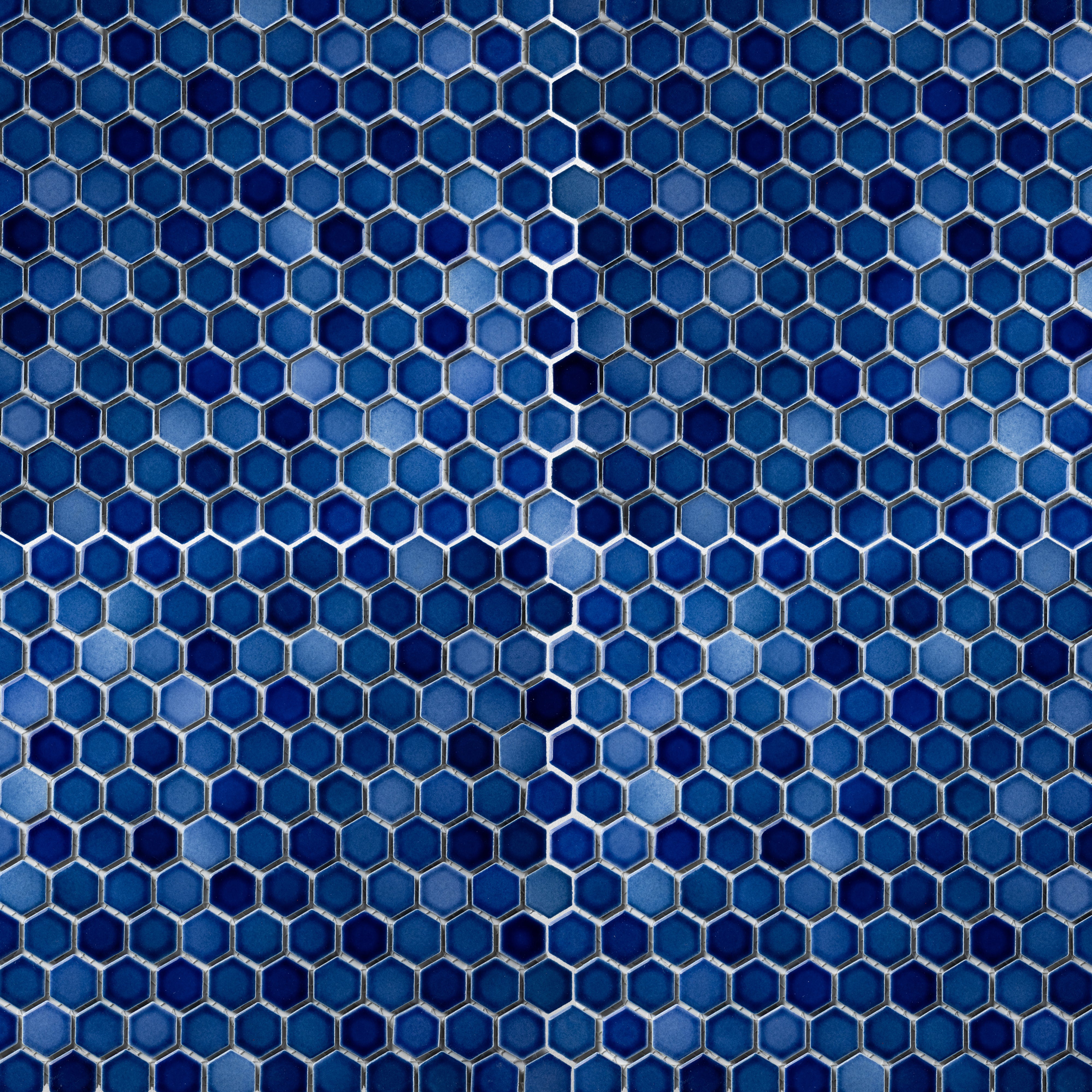1" Rich Cobalt Blue Mix Glossy Hexagon Mosaic Tile