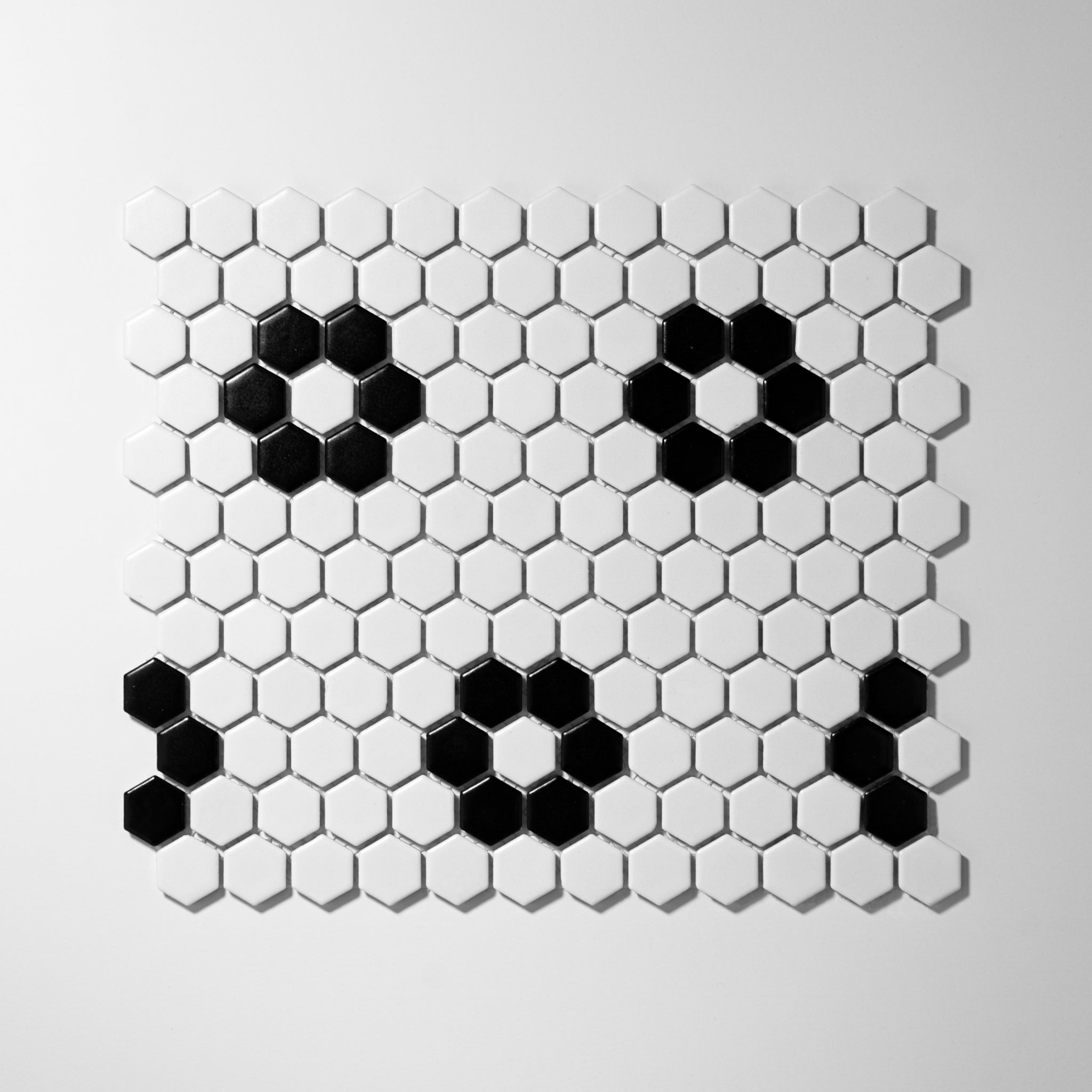 Metro Hex Glossy White with Black Flower Porcelain Mosaic Tile