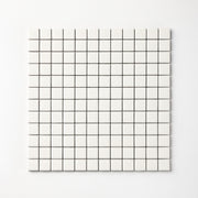 Chroma Grid | Limewash White 1x1" Square Matte Mosaic Tile