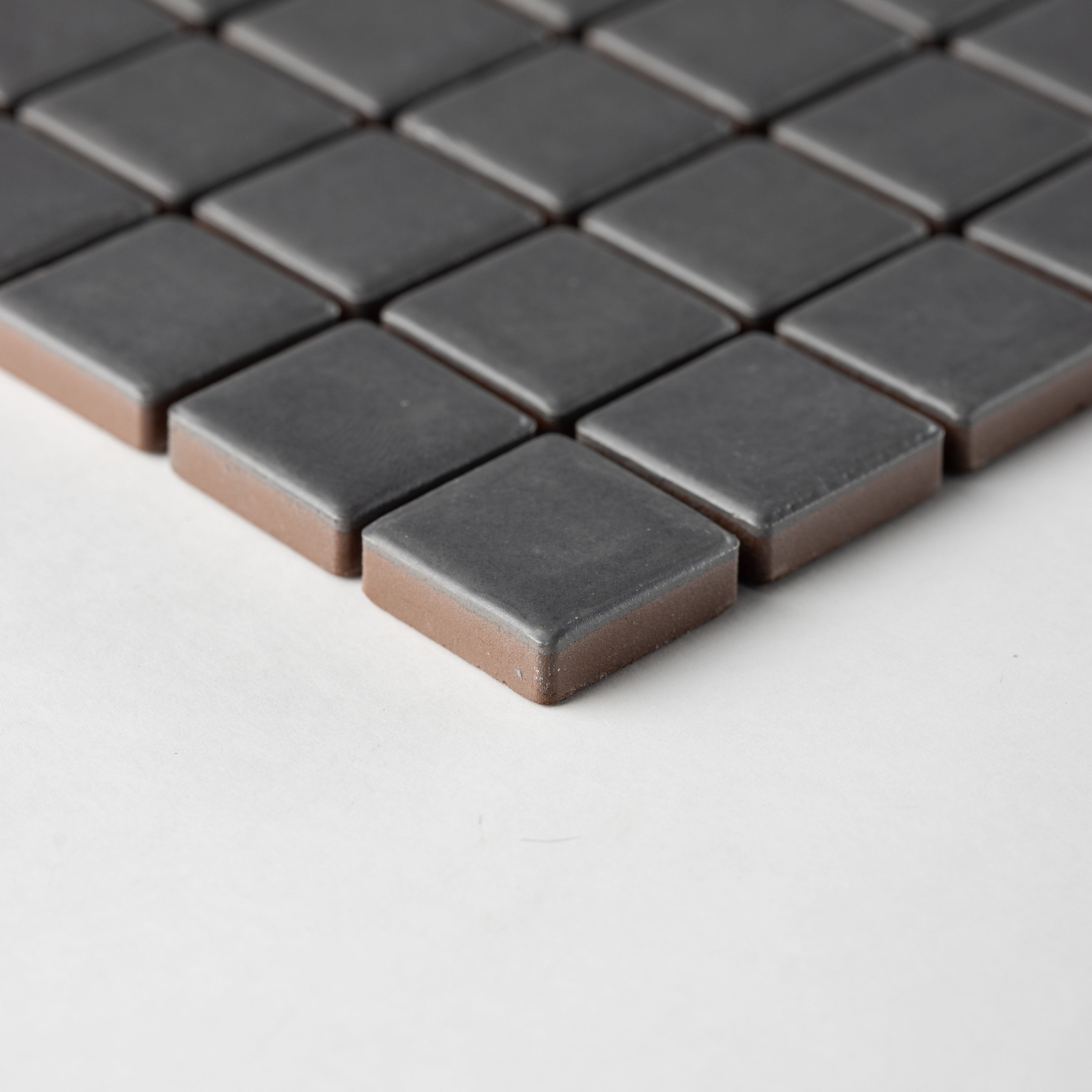 Chroma Grid | Seared Gray 1x1" Square Matte Mosaic Tile
