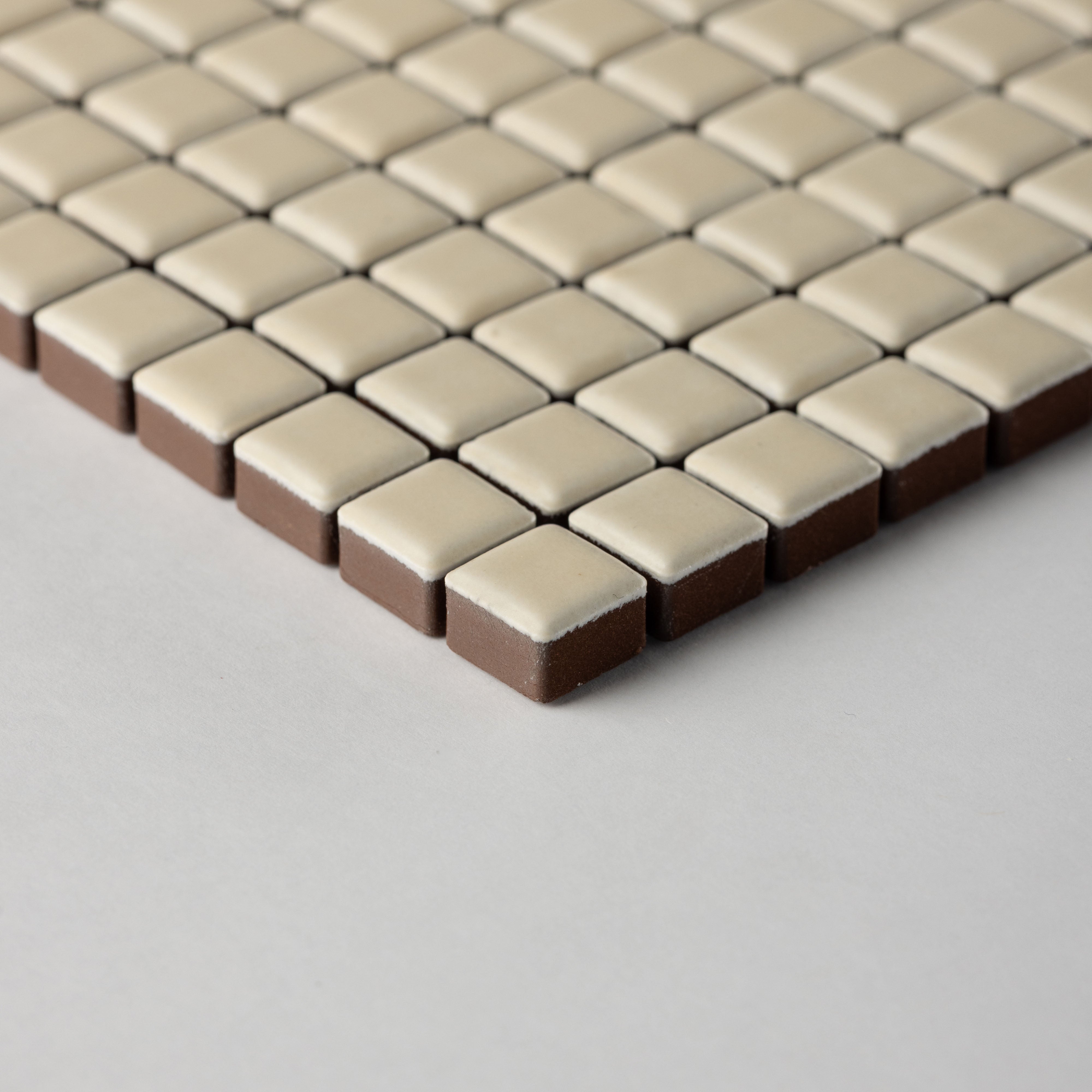 Chroma Pixel | Almond Cream 1/2x1/2" Square Matte Mosaic Tile