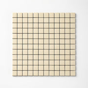 Chroma Grid | Almond Cream 1x1" Square Matte Mosaic Tile