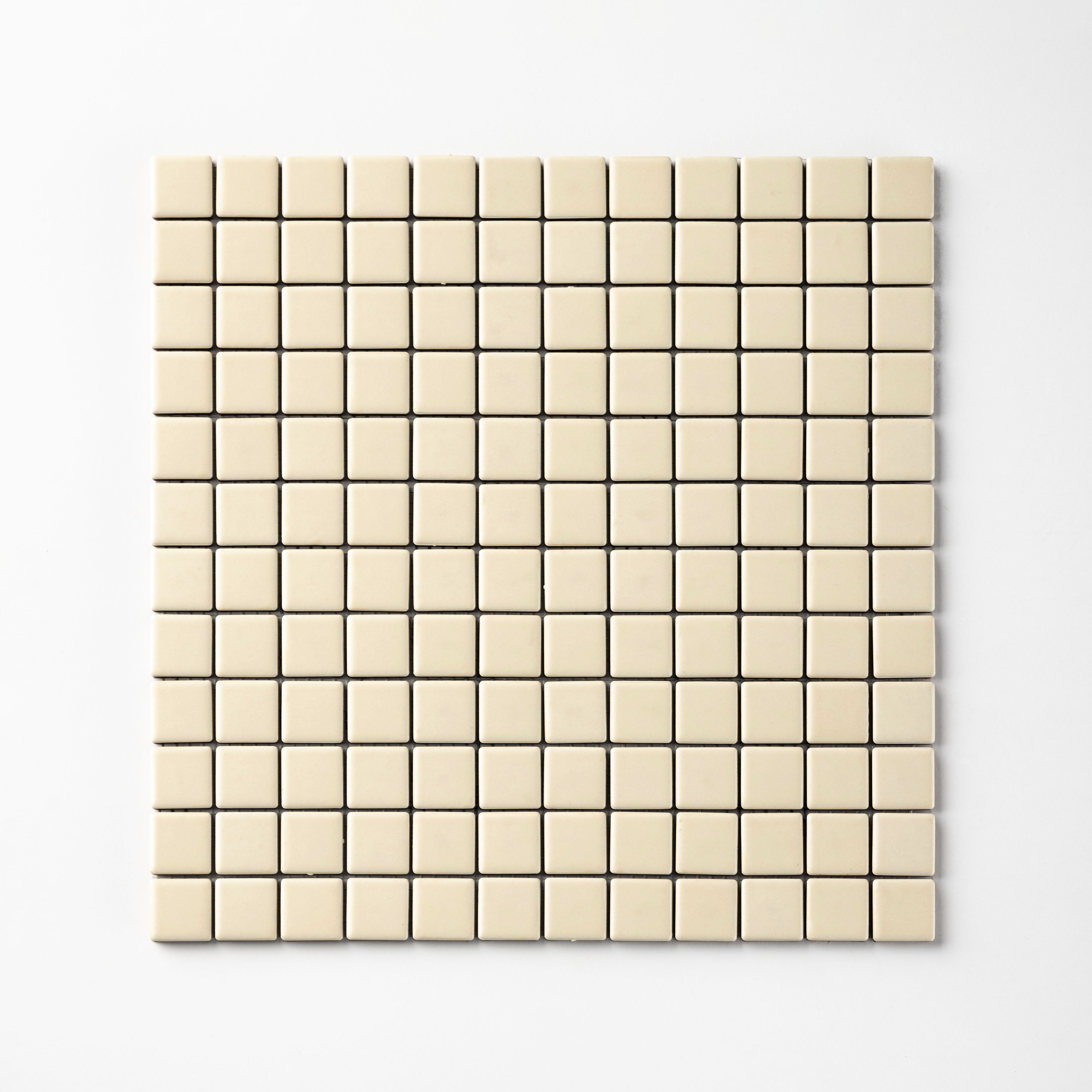 Chroma Grid | Almond Cream 1x1" Square Matte Mosaic Tile