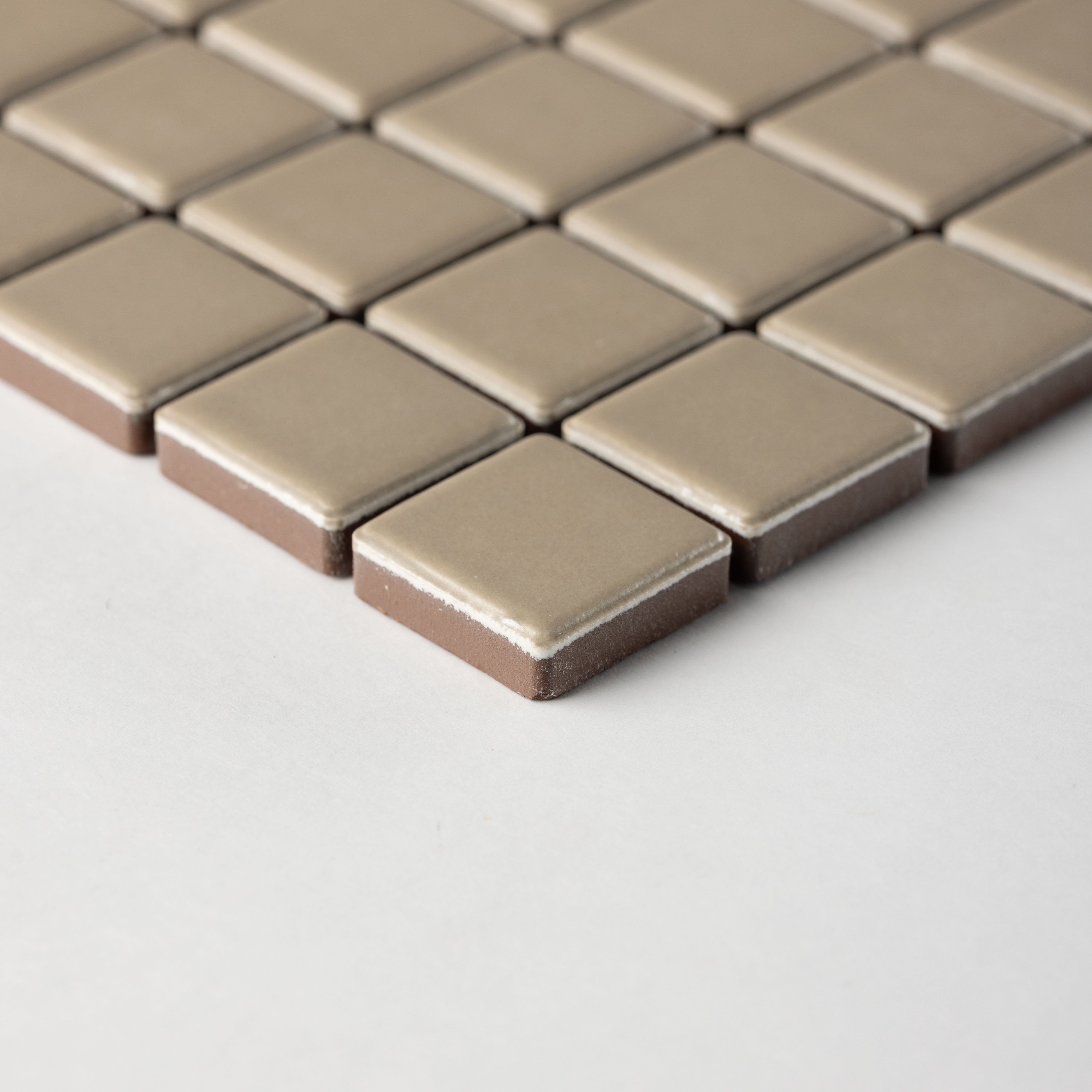 Chroma Grid | Jute Beige 1x1" Square Matte Mosaic Tile