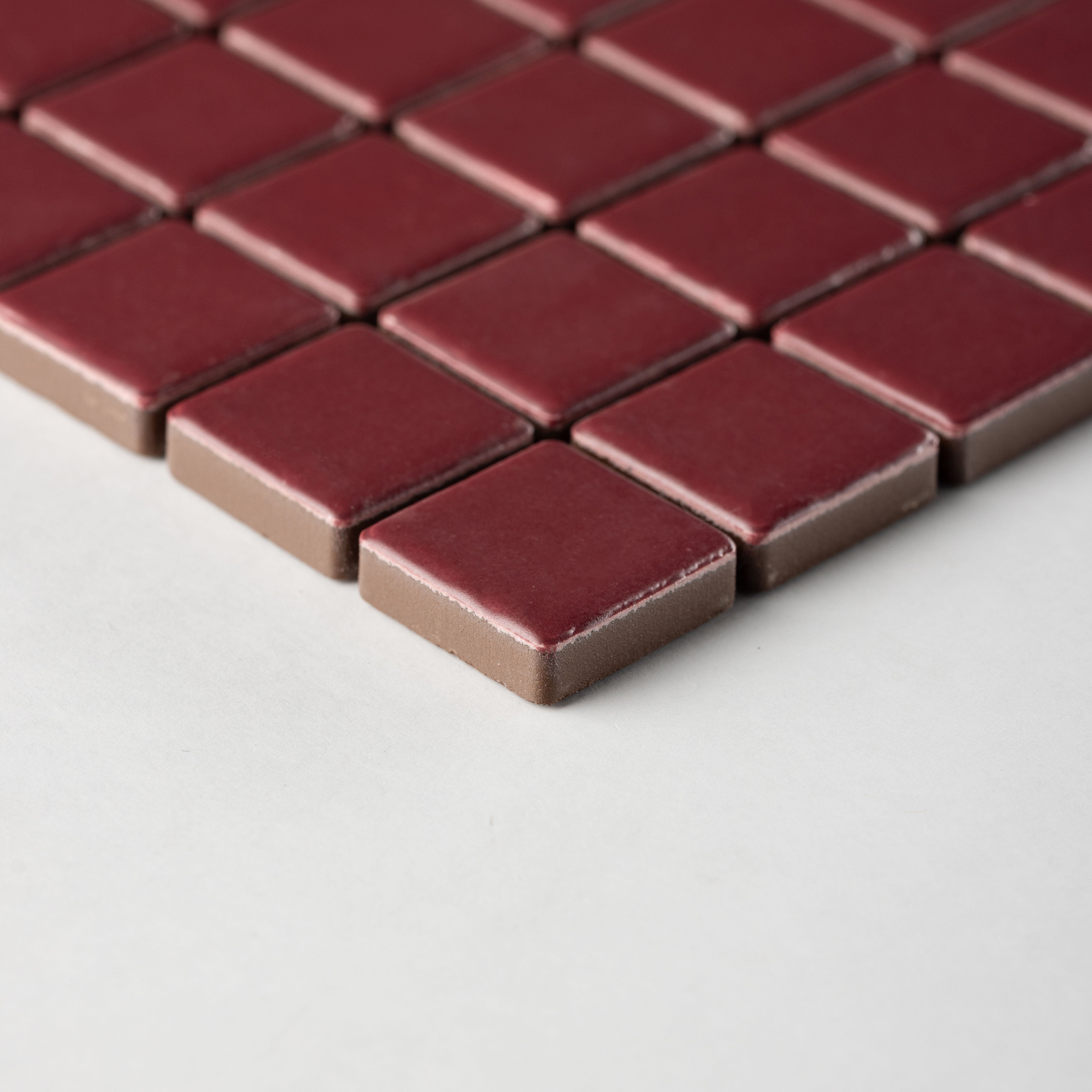 Chroma Grid | Pomegranate Red 1x1" Square Matte Mosaic Tile