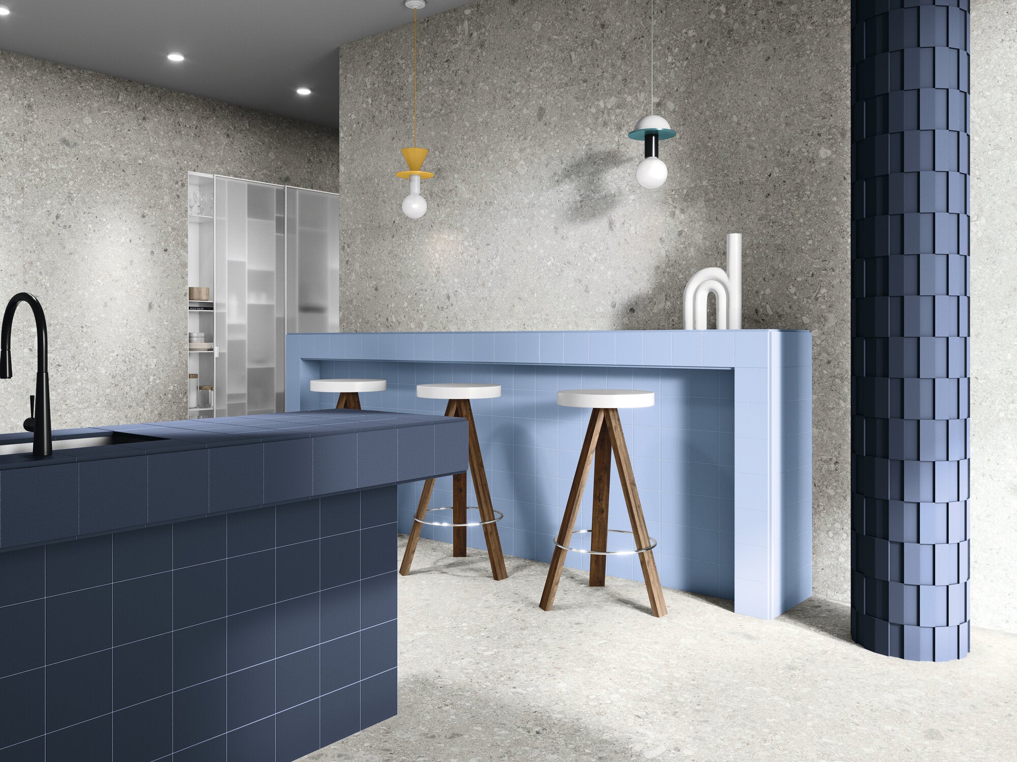 Trucco Square Cornflower Blue 5.5x5.5 Full Body Porcelain Tile