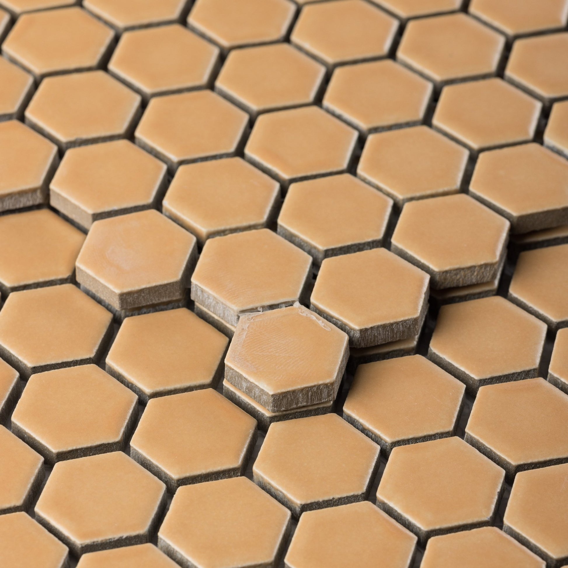 Apricot Orange 1" Hexagon Matte Porcelain Mosaic Tile - Cemento Collection