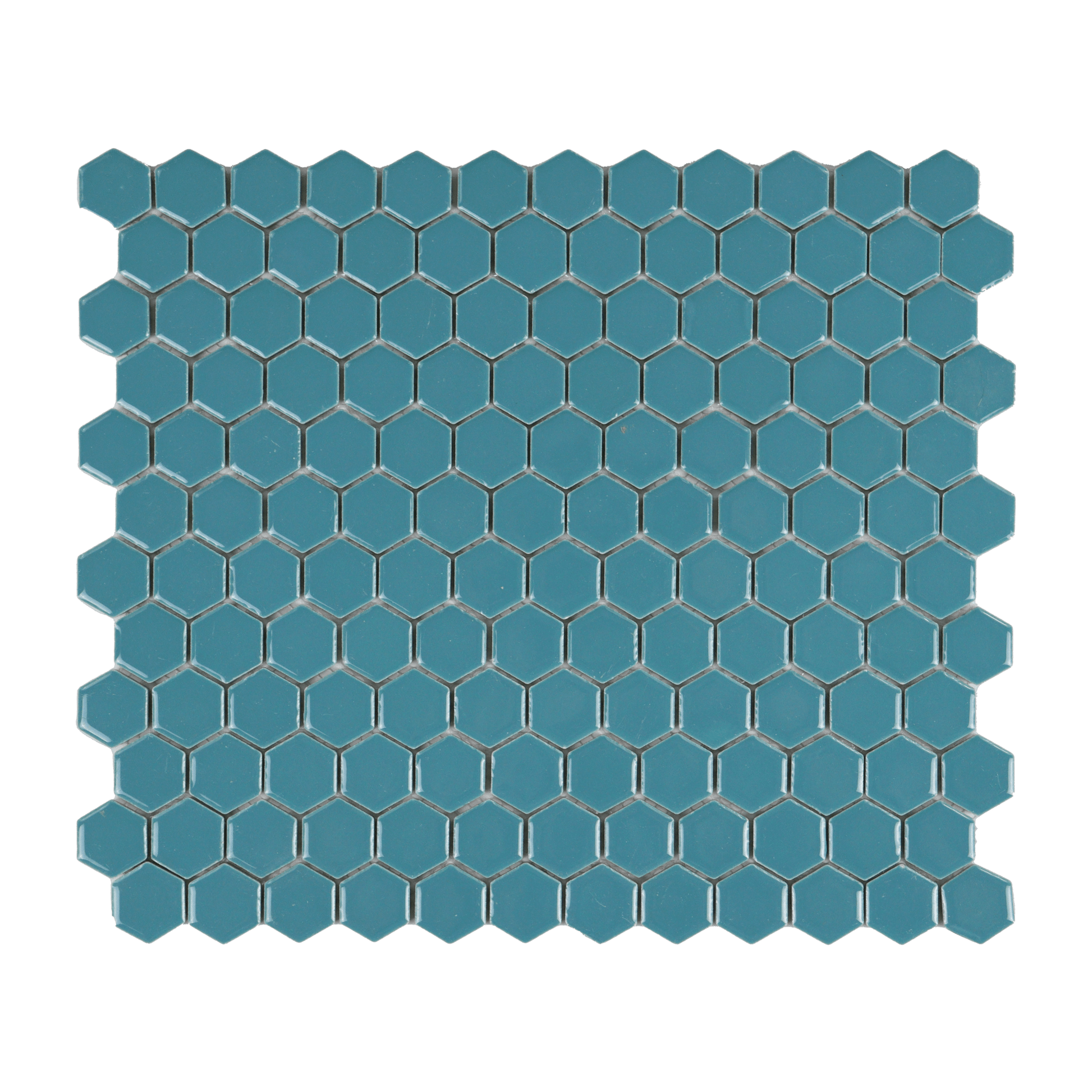 Aquamarine Glossy Hexagon Mosaic Tile - Cemento Collection
