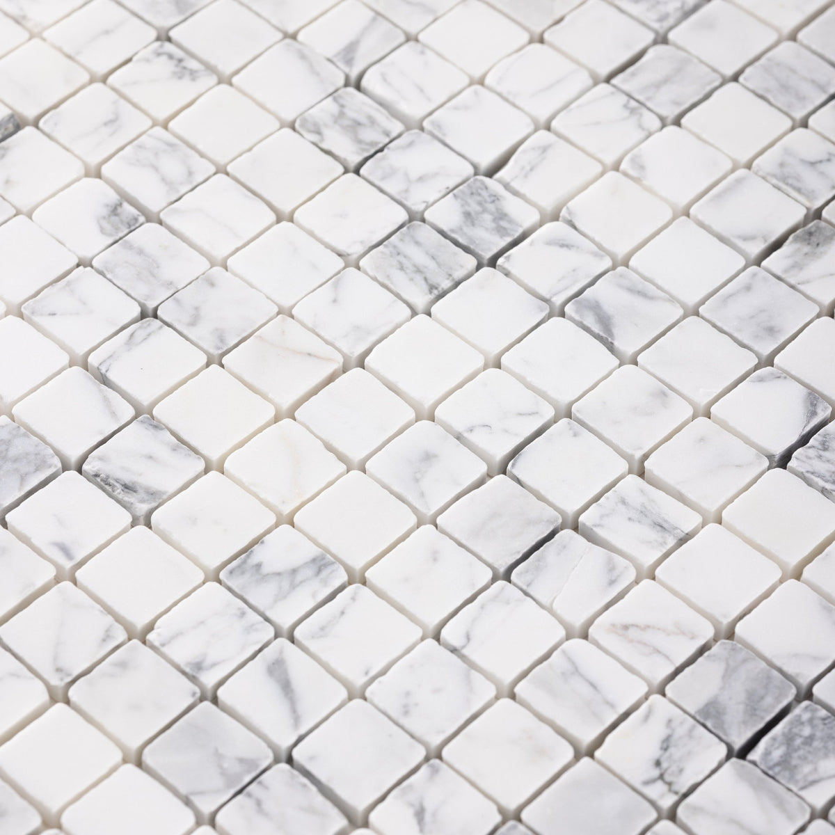 Arabescato Corchia 1x1 Patina Marble Mosaic Tile - Cemento Collection