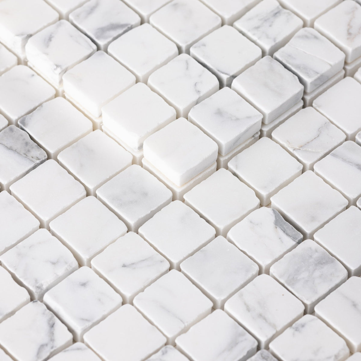 Arabescato Corchia 1x1 Patina Marble Mosaic Tile - Cemento Collection