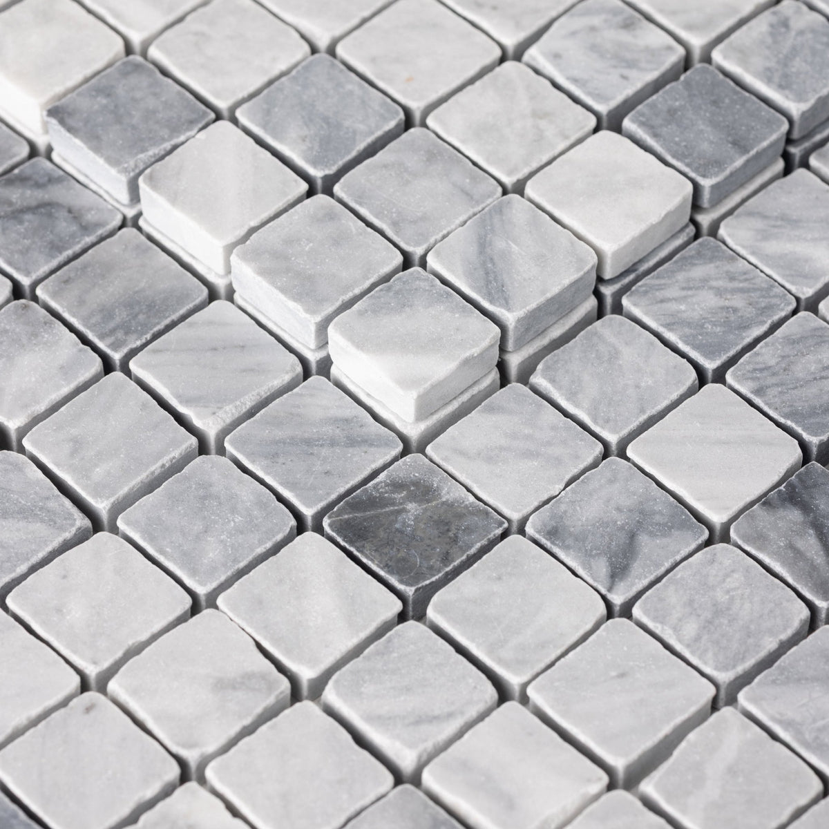 Bardiglio Scuro 1x1 Patina Marble Mosaic Tile - Cemento Collection