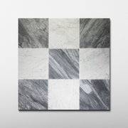 Bardiglio Scuro X Bianco Carrara 12x12 Patina Checker Tile - Cemento Collection