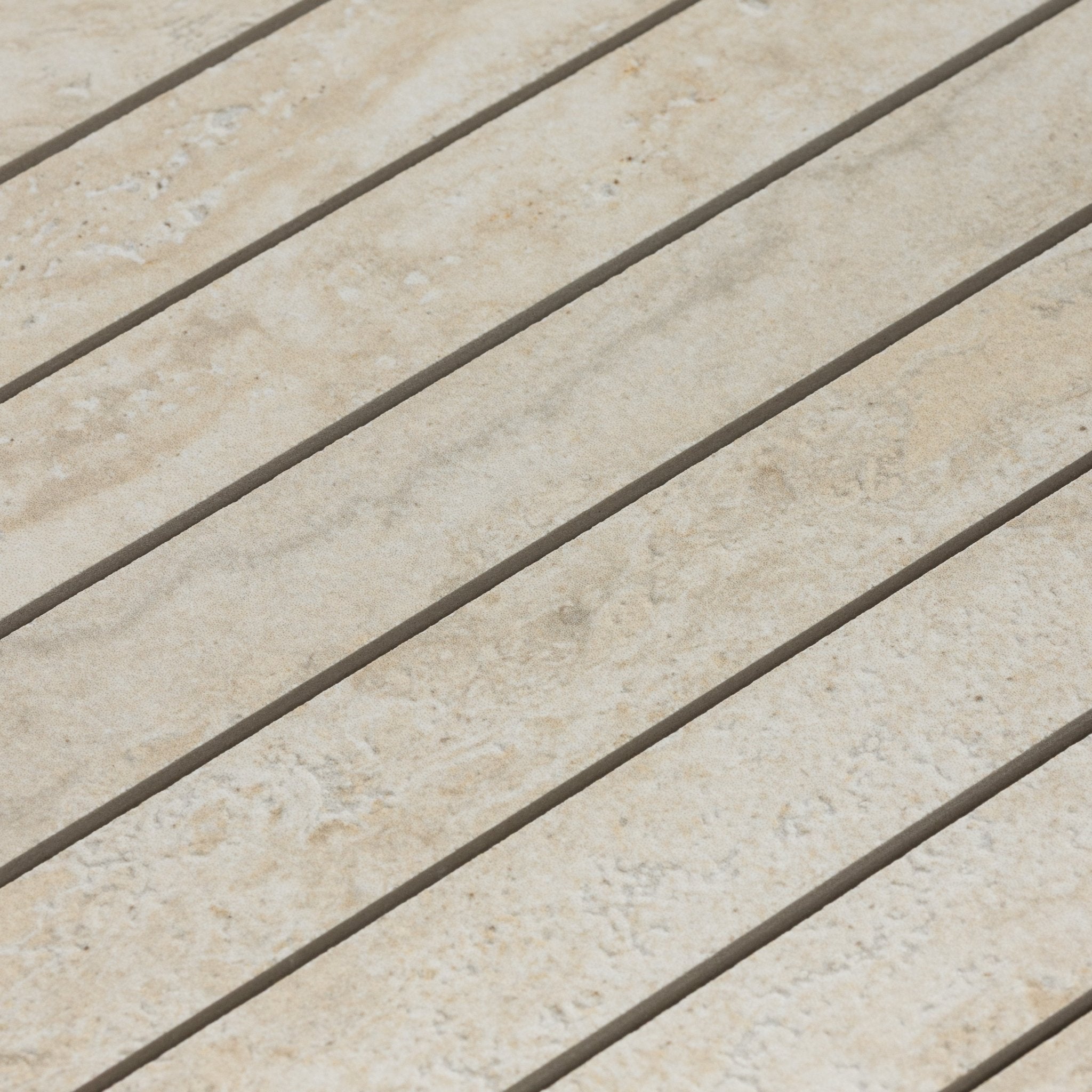 Beige Travertine 1x48 Strip Porcelain Tile - Cemento Collection