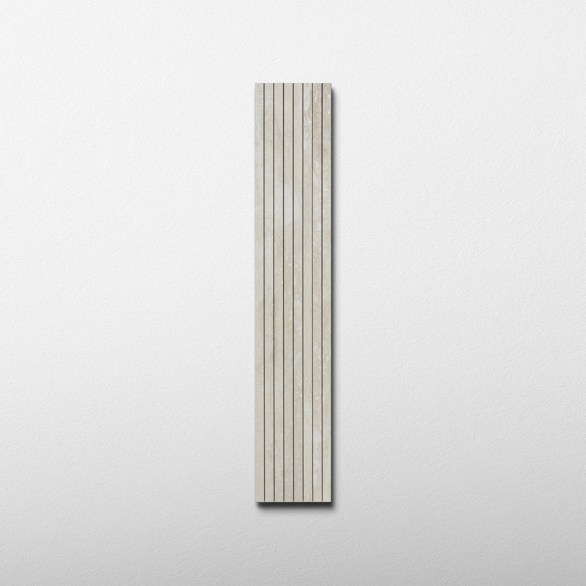 Beige Travertine 1x48 Strip Porcelain Tile - Cemento Collection
