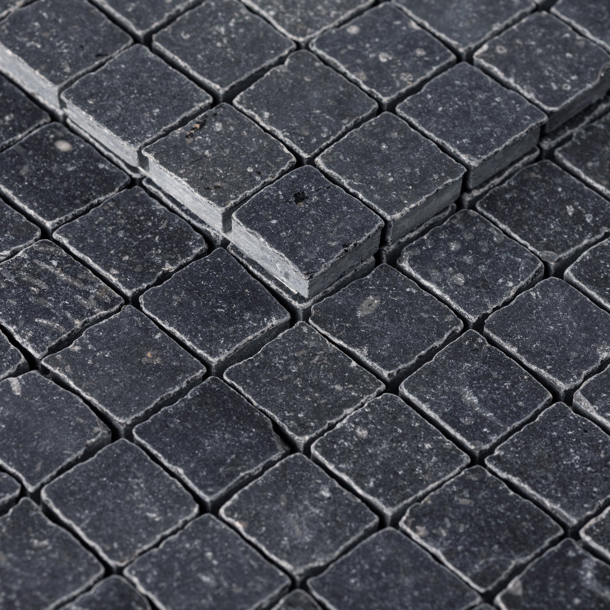 Belgian Bluestone 1x1 Patina Marble Mosaic Tile - Cemento Collection