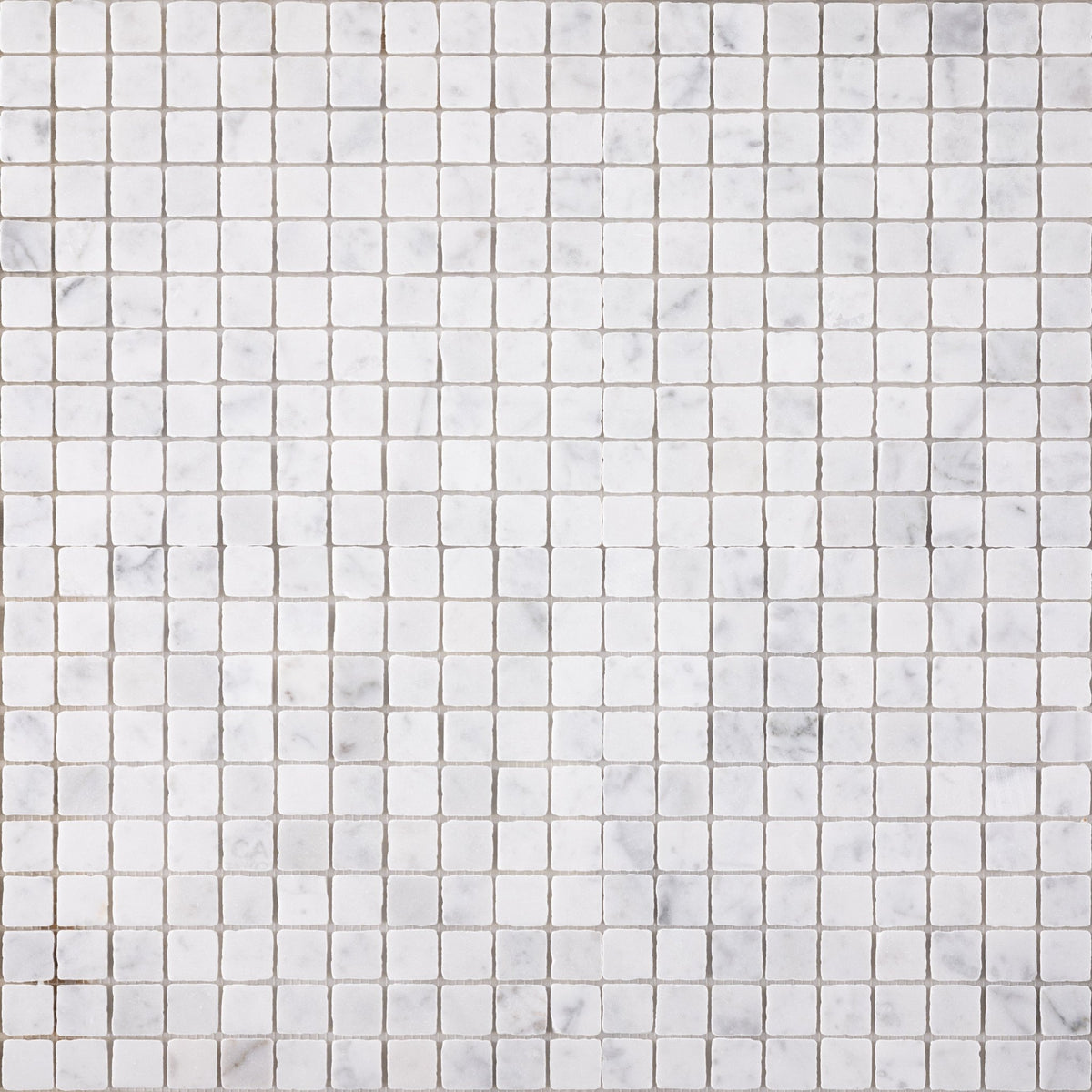 Bianco Carrara 1x1 Patina Marble Mosaic Tile - Cemento Collection