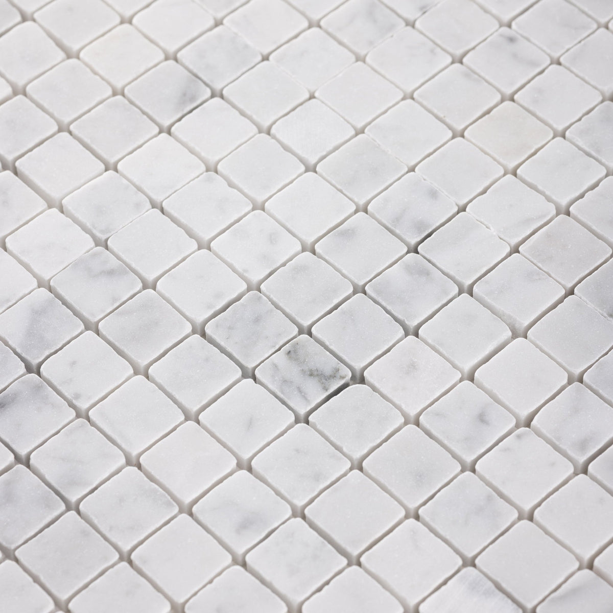Bianco Carrara 1x1 Patina Marble Mosaic Tile - Cemento Collection
