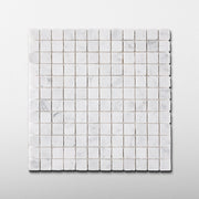 Bianco Carrara 1x1 Patina Marble Mosaic Tile - Cemento Collection