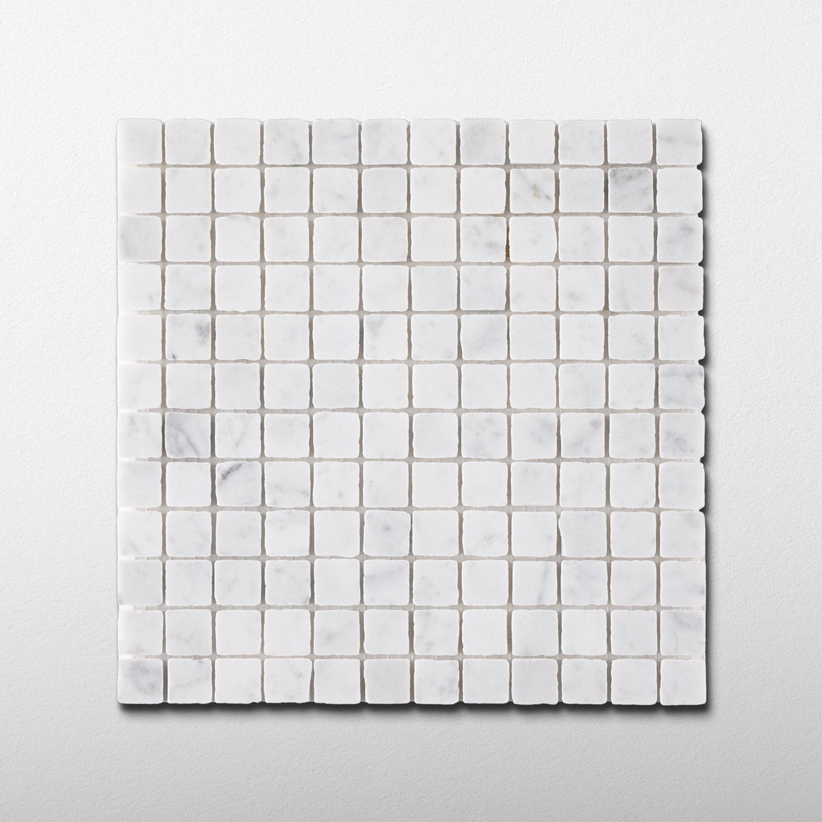 Bianco Carrara 1x1 Patina Marble Mosaic Tile - Cemento Collection