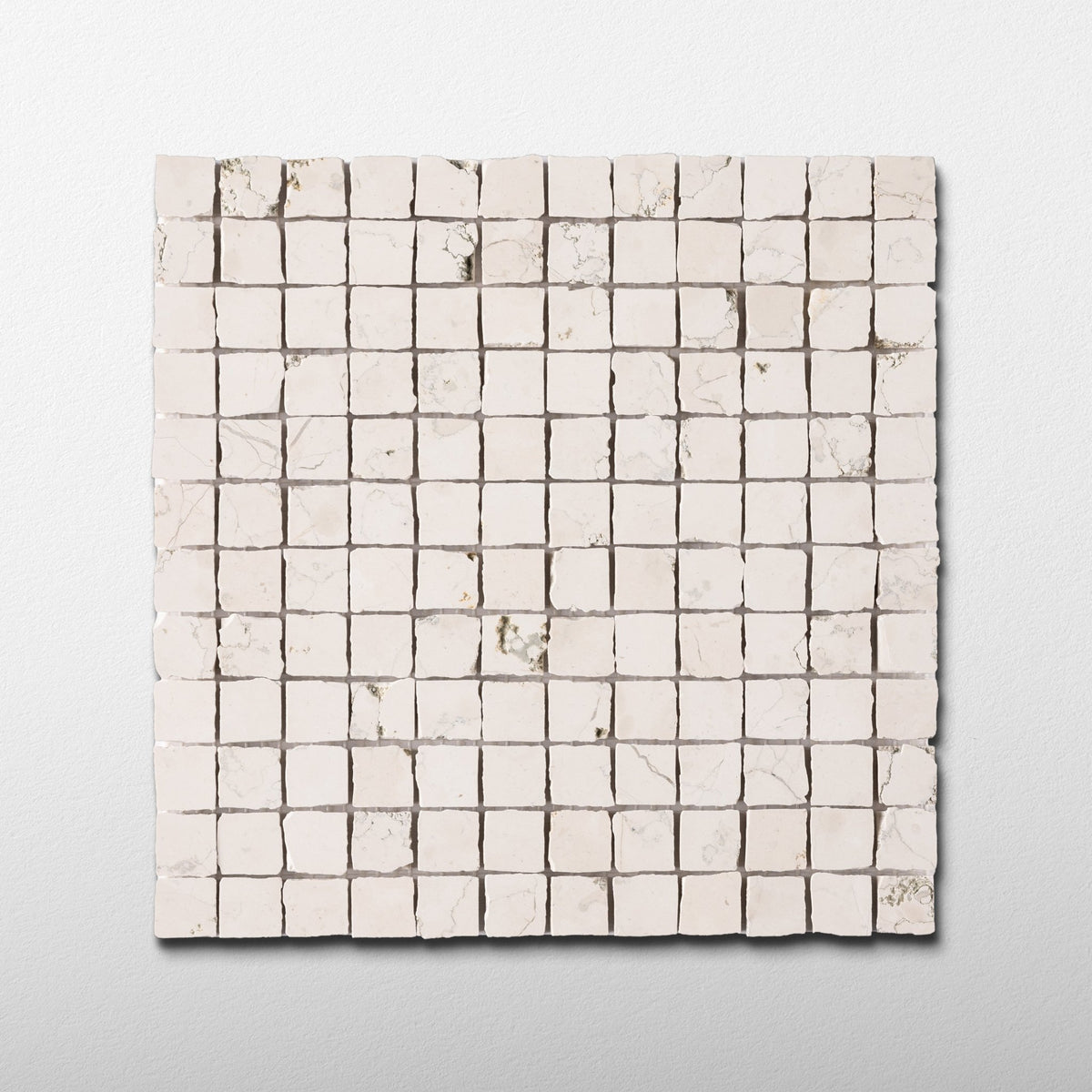 Bianco Perlino 1x1 Patina Marble Mosaic Tile - Cemento Collection