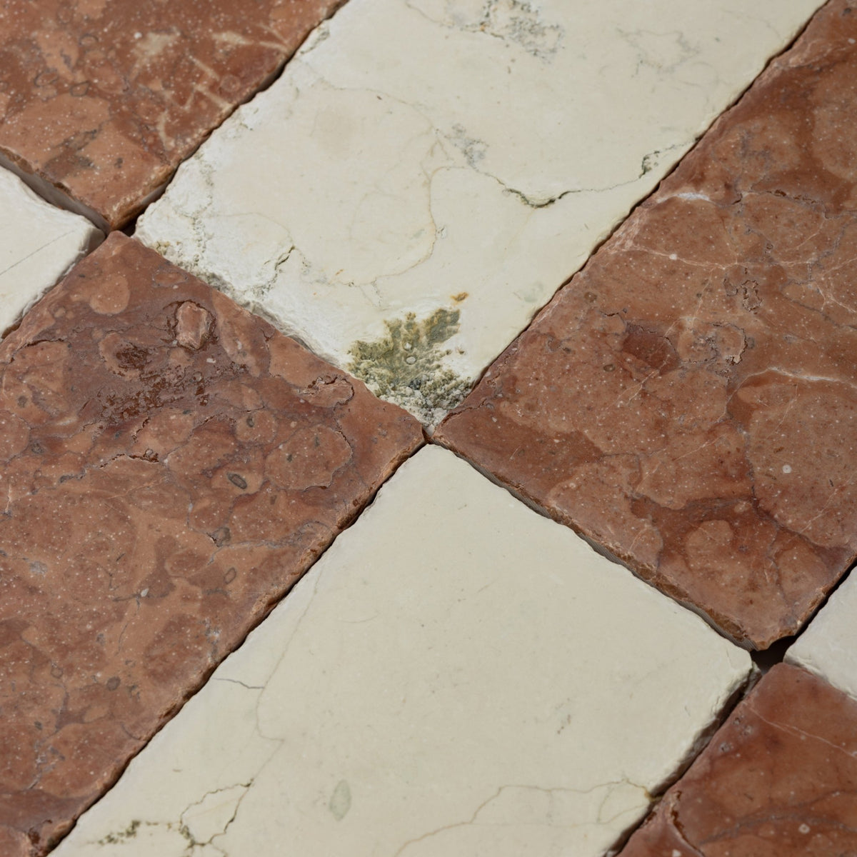 Bianco Perlino X Rosso Verona 3x12 Patina Checker Tile - Cemento Collection