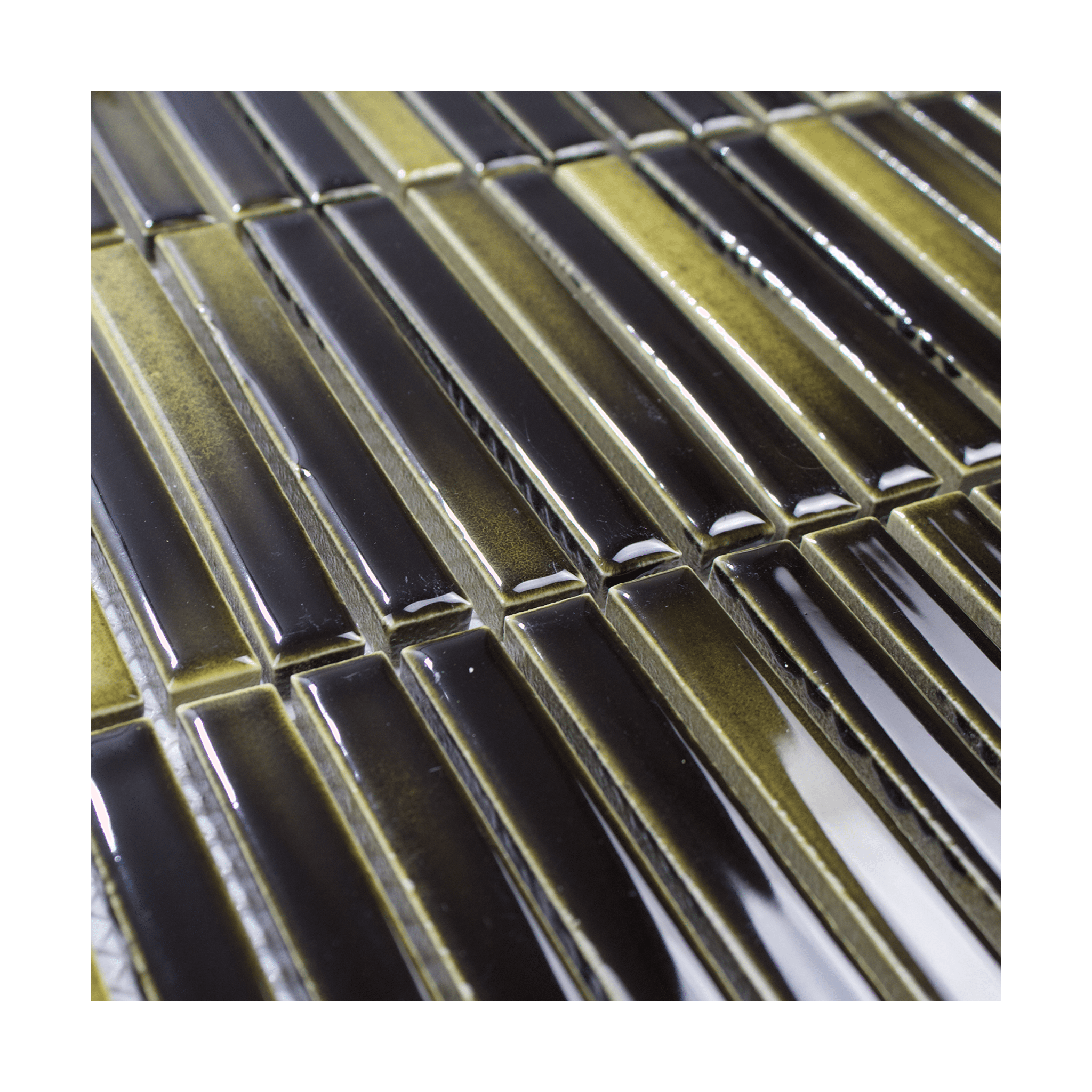 Black and Yellow Stick Glossy Mosaic Tile - Lot of 72 Sq ft - Cemento Collection