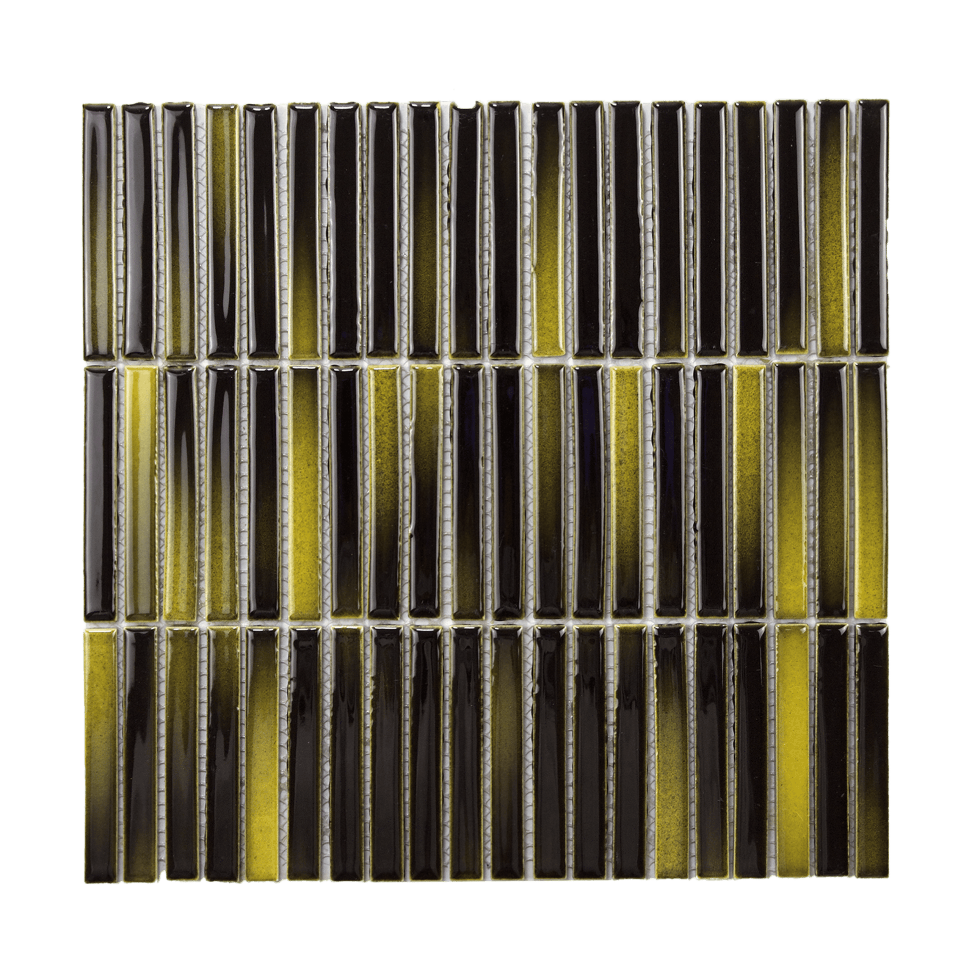 Black and Yellow Stick Glossy Mosaic Tile - Lot of 72 Sq ft - Cemento Collection