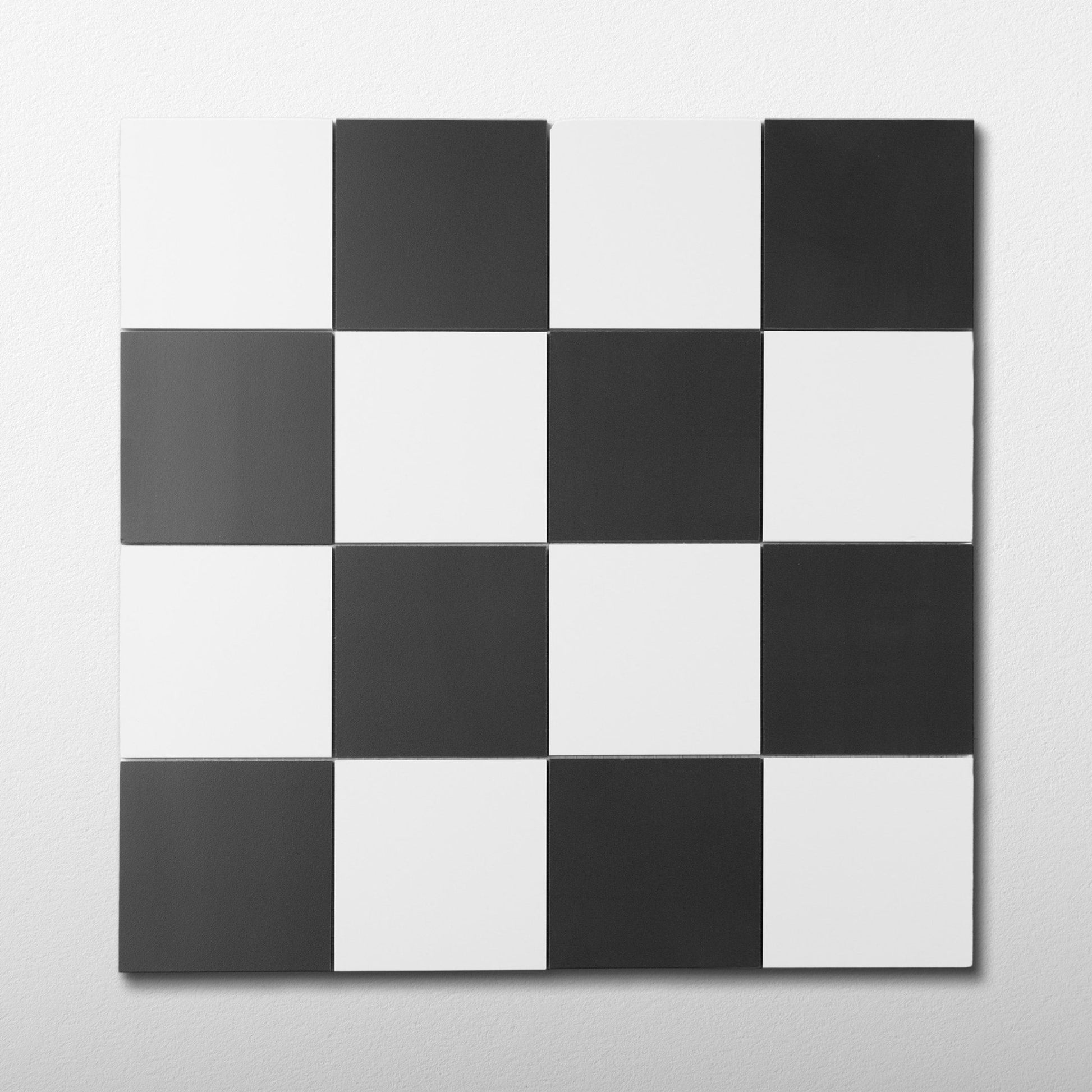 Black & White 4x4 Checker True Body Porcelain Mosaic Bundle (37.84 sqft) + Border Kit (46 linear ft) - Cemento Collection