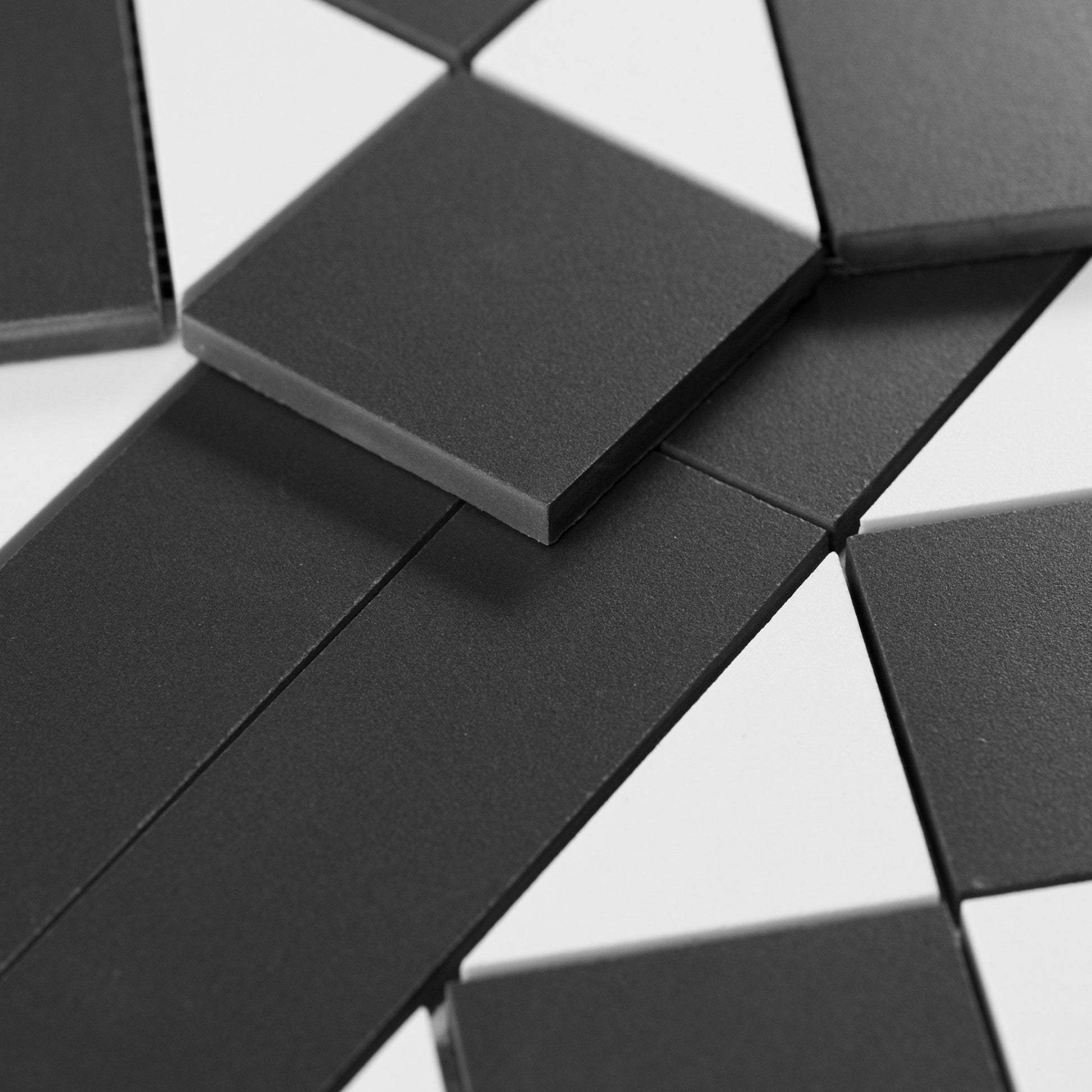 Black & White 4x4 Checker True Body Porcelain Mosaic Bundle (37.84 sqft) + Border Kit (46 linear ft) - Cemento Collection