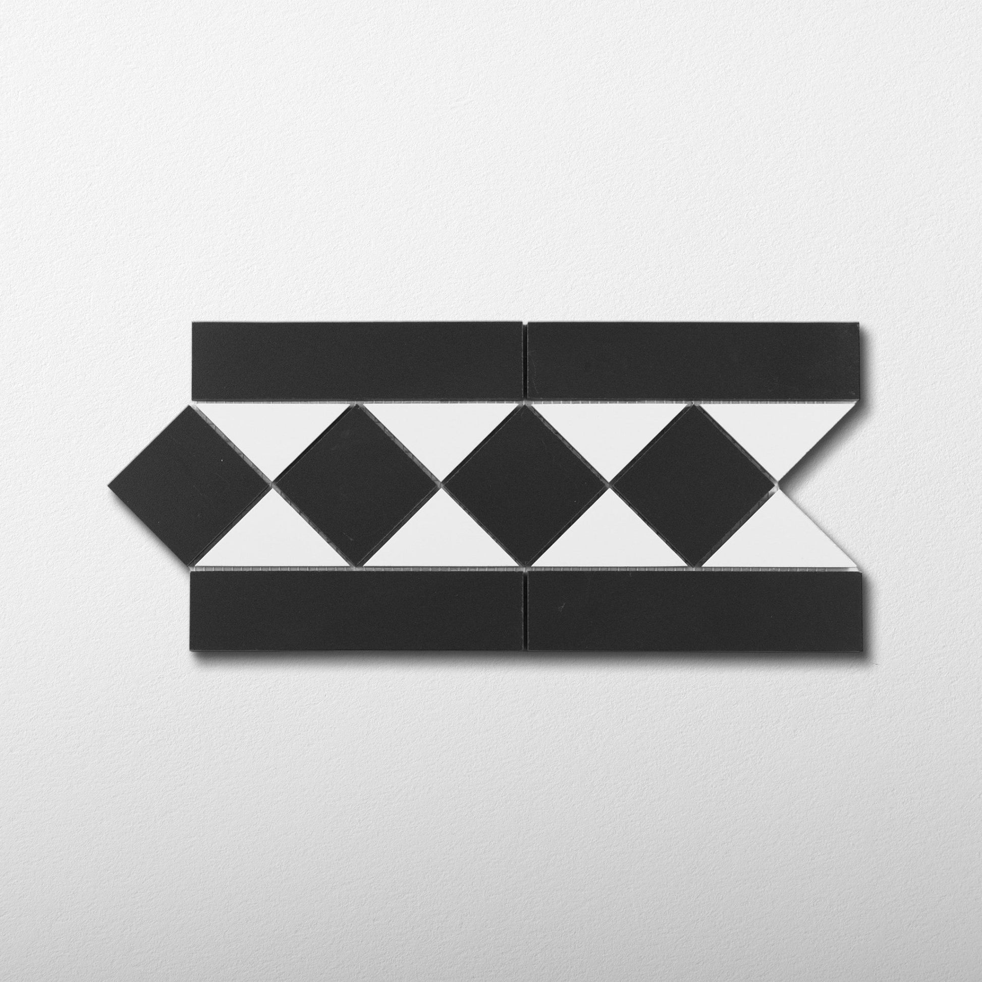 Black & White 4x4 Checker True Body Porcelain Mosaic Bundle (37.84 sqft) + Border Kit (46 linear ft) - Cemento Collection