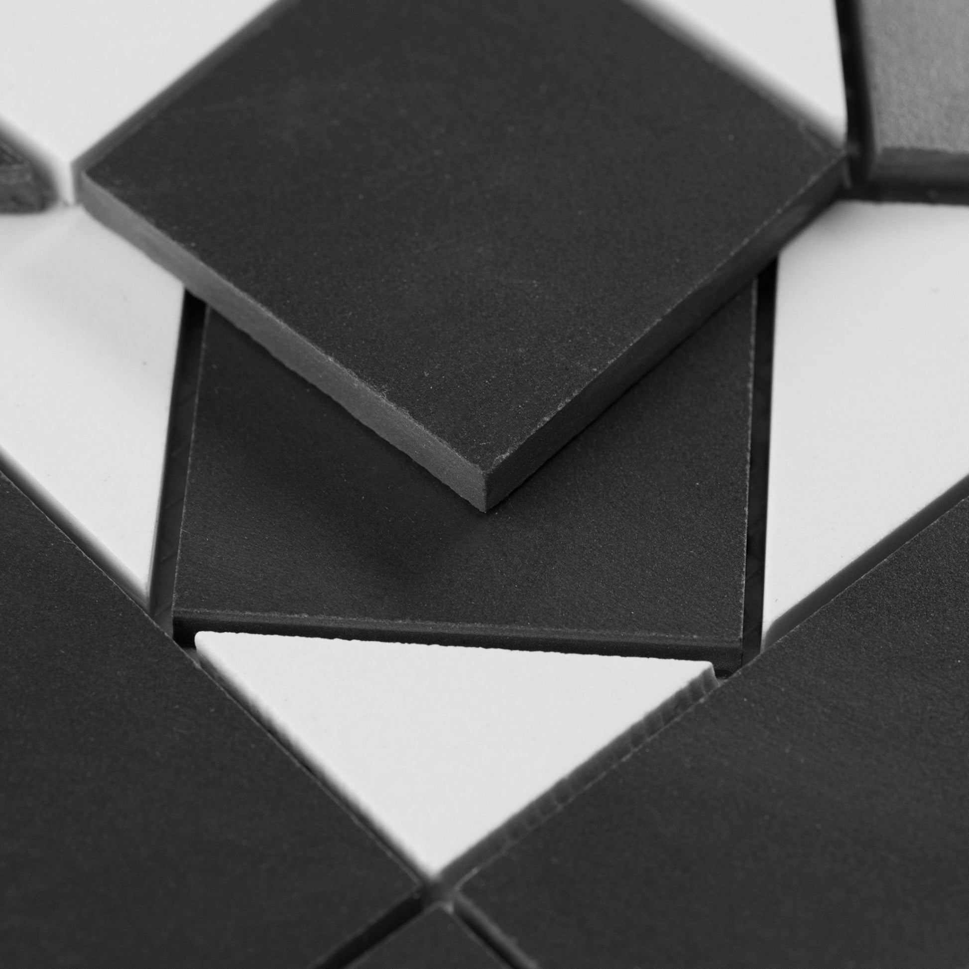 Black & White 4x4 Checker True Body Porcelain Mosaic Bundle (37.84 sqft) + Border Kit (46 linear ft) - Cemento Collection