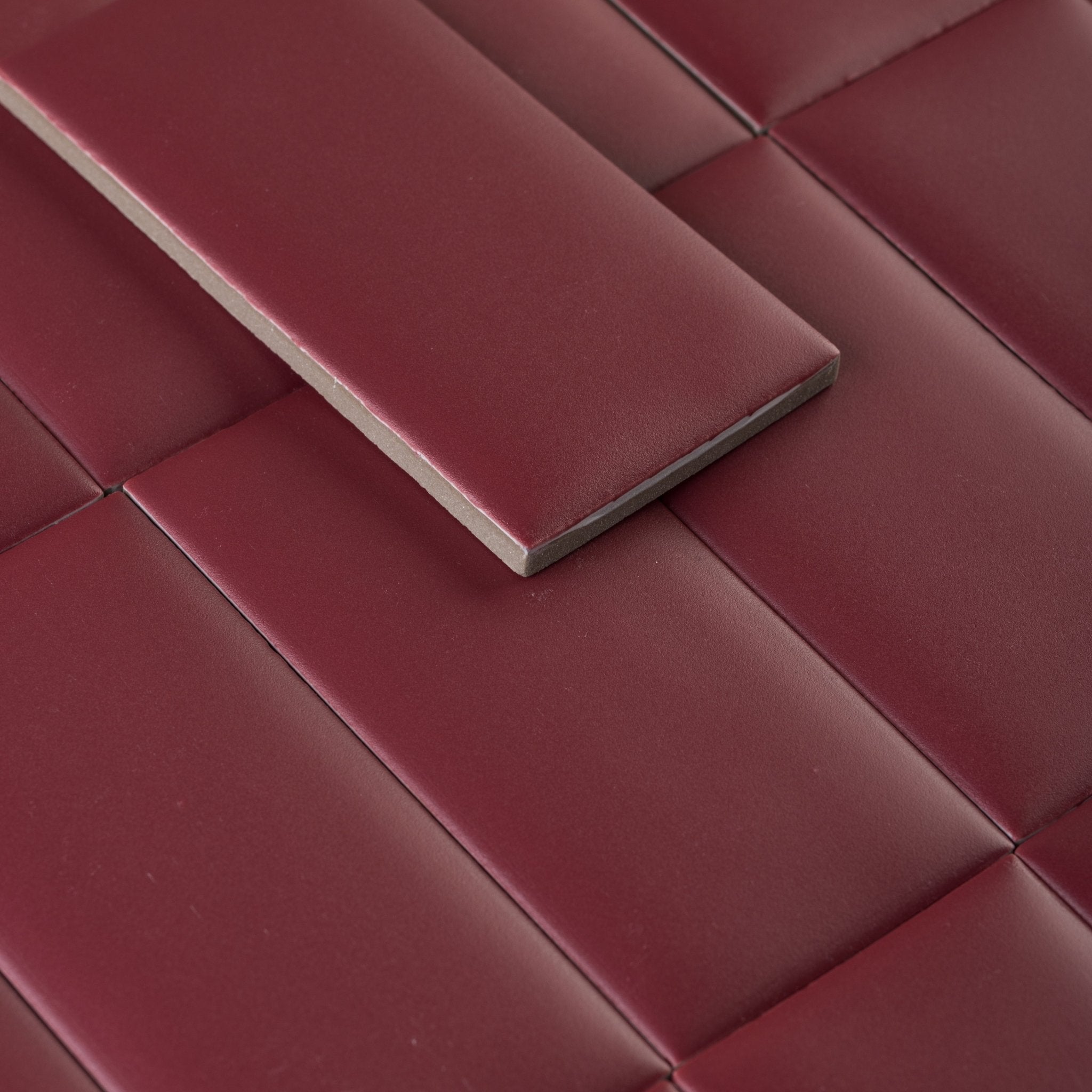 Bonbon 2.25x4.5 Cranberry Matte Porcelain Tile - Cemento Collection