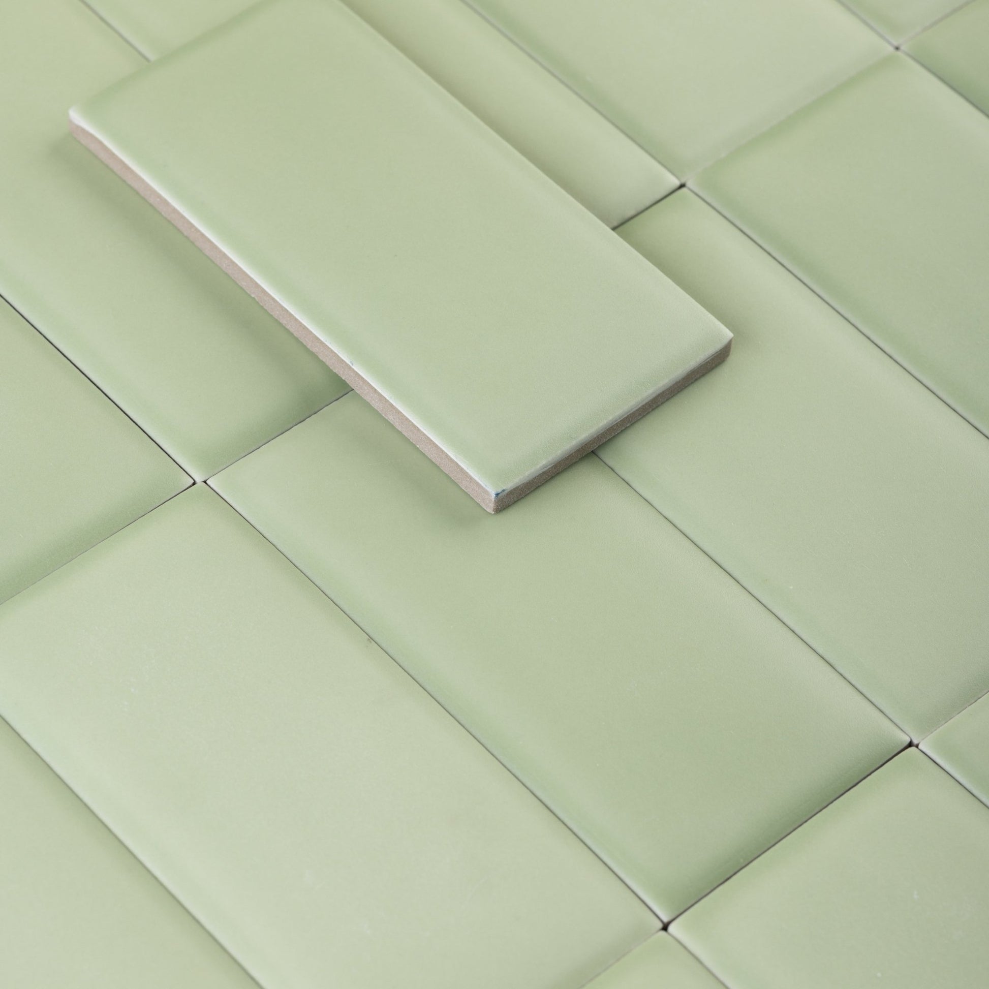Bonbon 2.25x4.5 Lime Green Matte Porcelain Tile - Cemento Collection