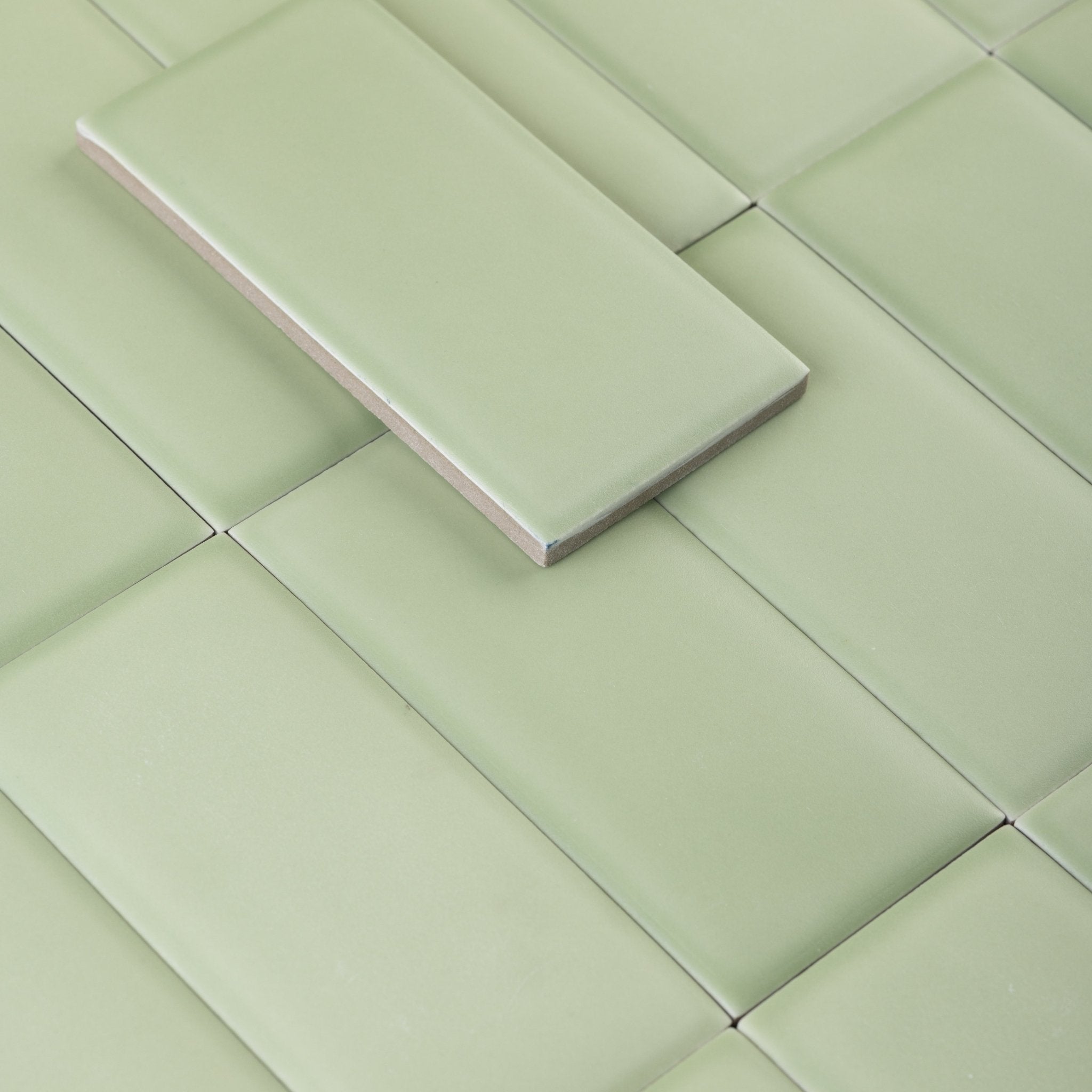 Bonbon 2.25x4.5 Lime Green Matte Porcelain Tile - Cemento Collection