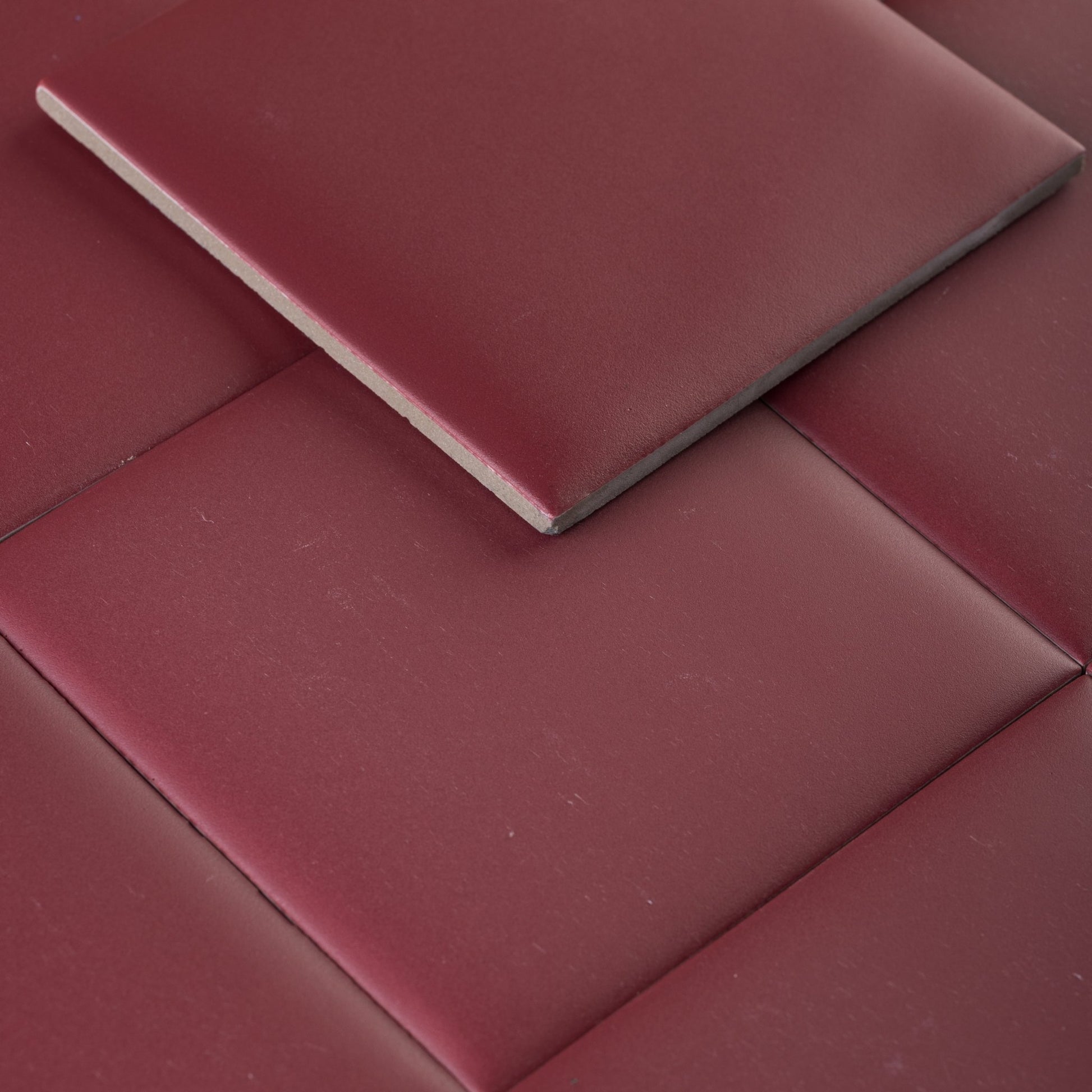 Bonbon 4.5x4.5 Cranberry Matte Porcelain Tile - Cemento Collection