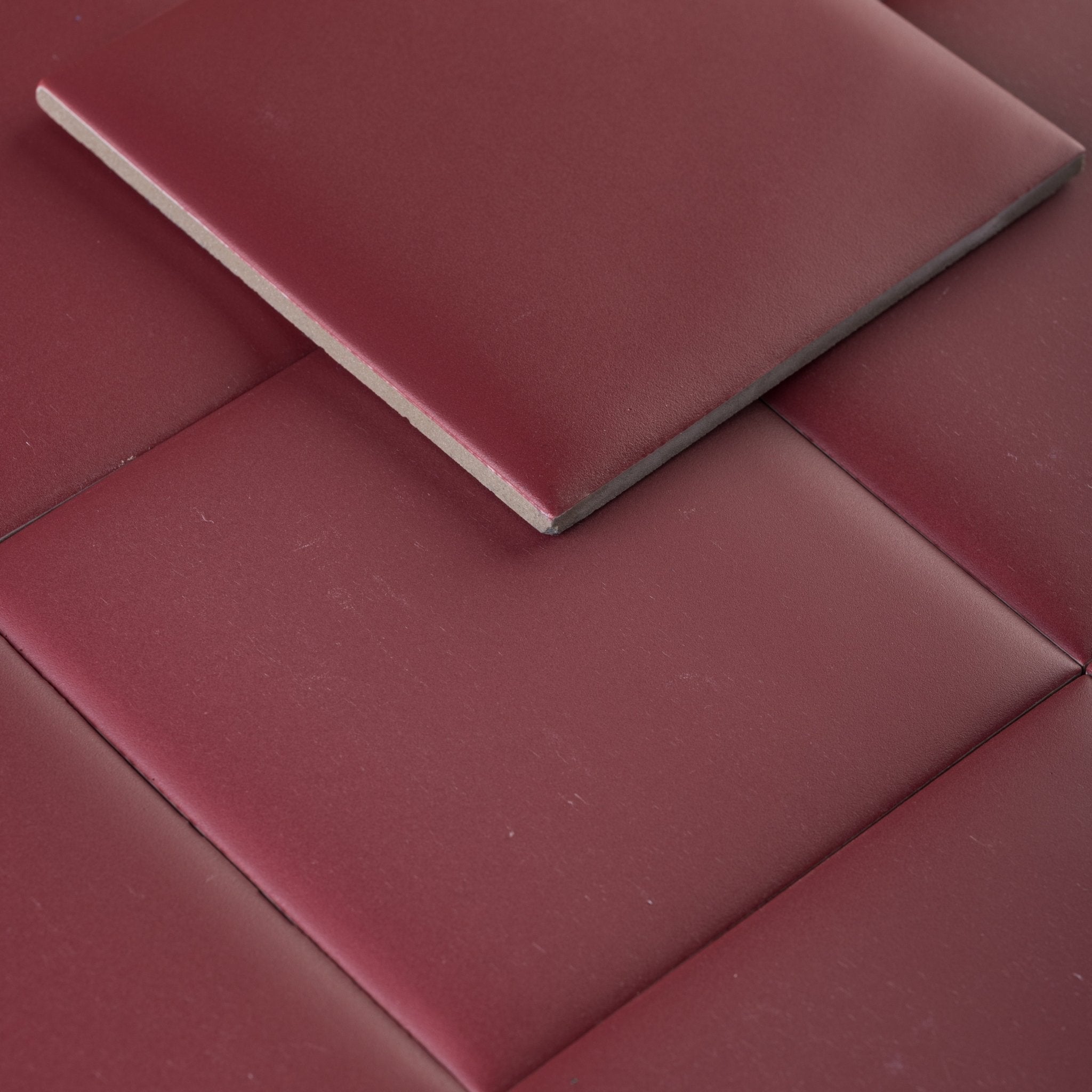 Bonbon 4.5x4.5 Cranberry Matte Porcelain Tile - Cemento Collection
