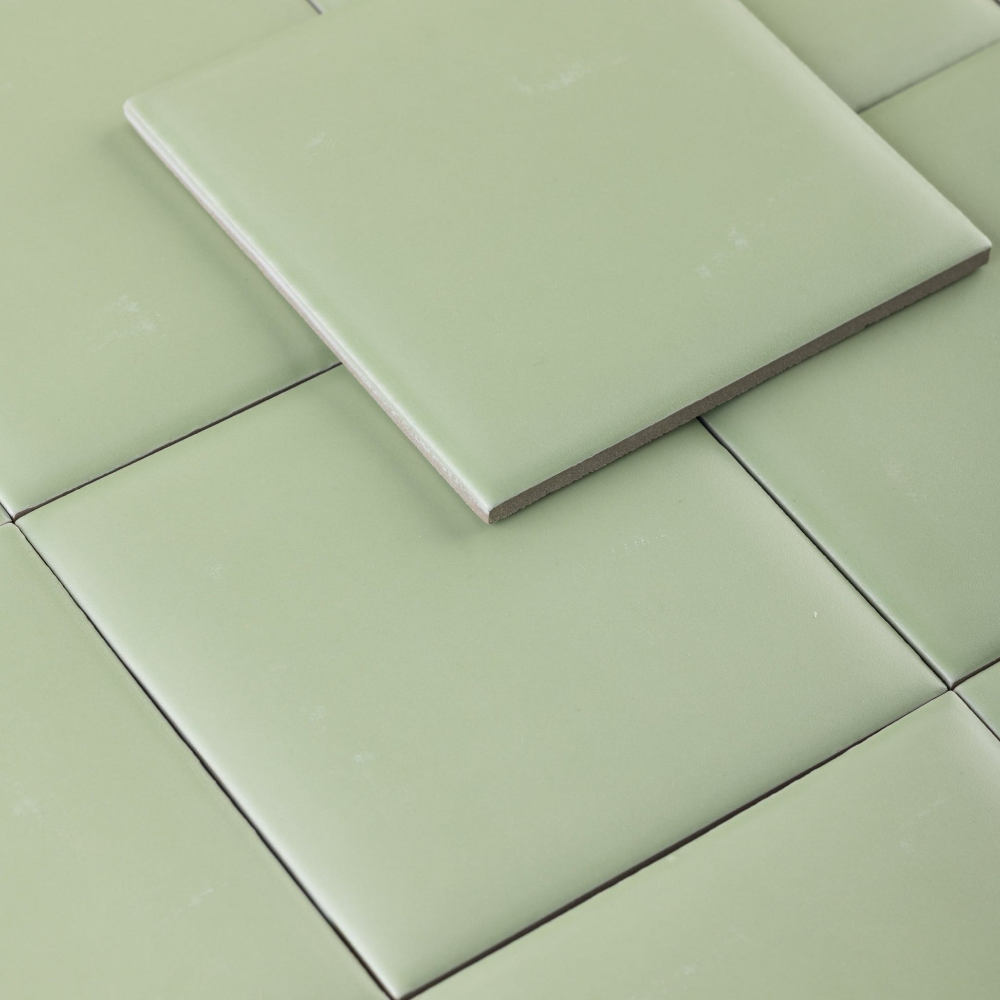 Bonbon 4.5x4.5 Lime Green Matte Porcelain Tile - Cemento Collection
