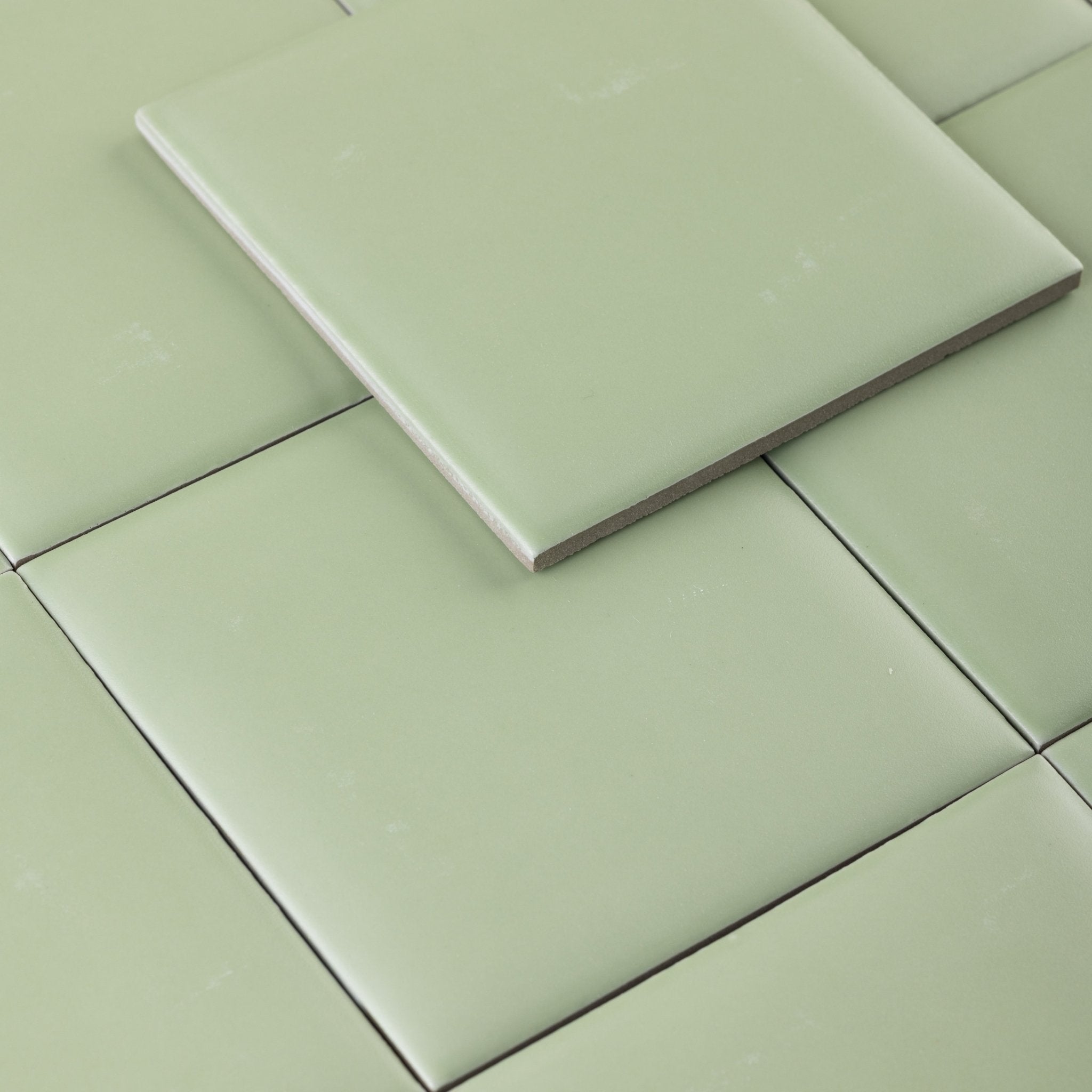 Bonbon 4.5x4.5 Lime Green Matte Porcelain Tile - Cemento Collection