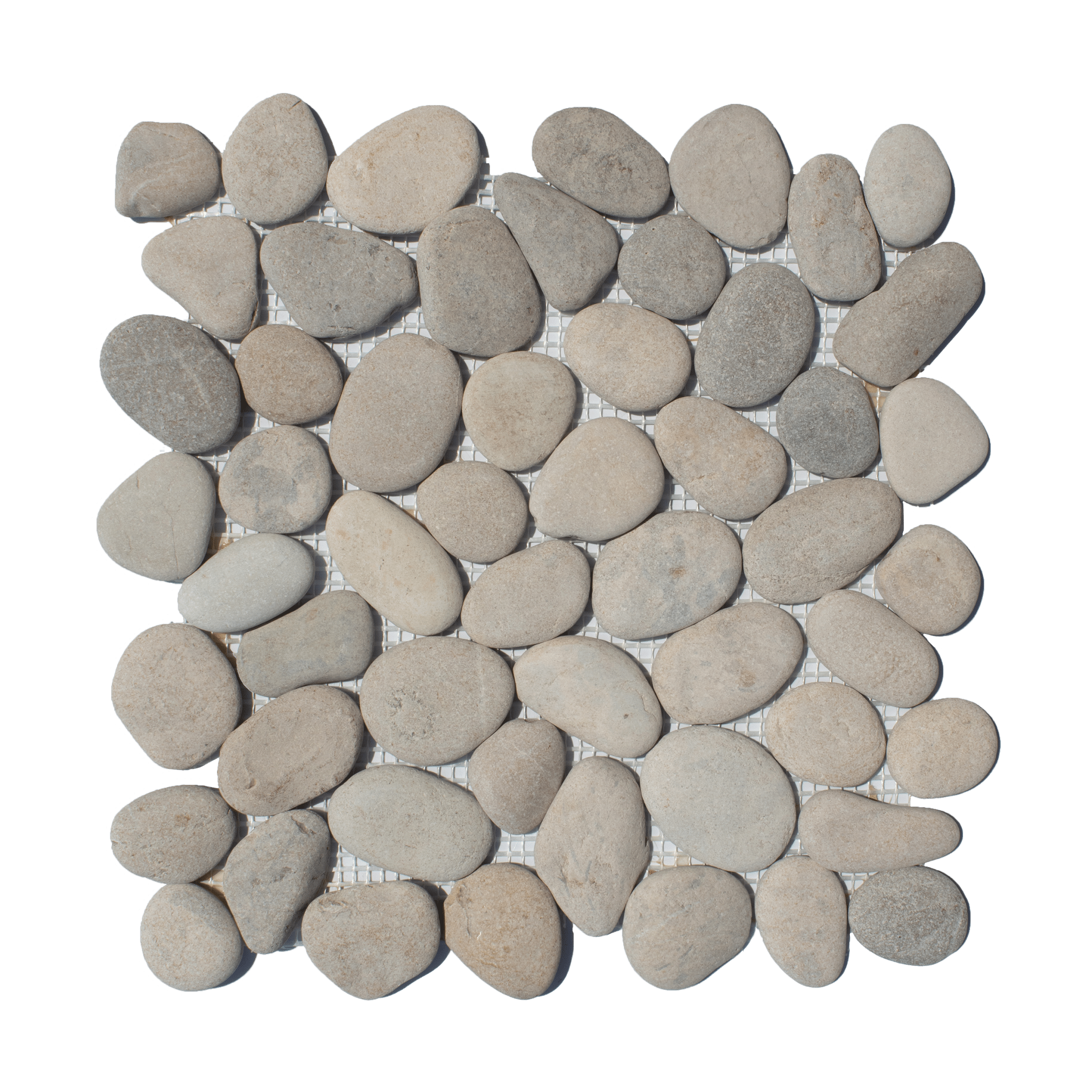 Bone Color Random Size Pebble Stone Mosaic - Cemento Collection