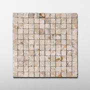 Botticelli Breccia Rose 1x1 Patina Marble Mosaic Tile - Cemento Collection